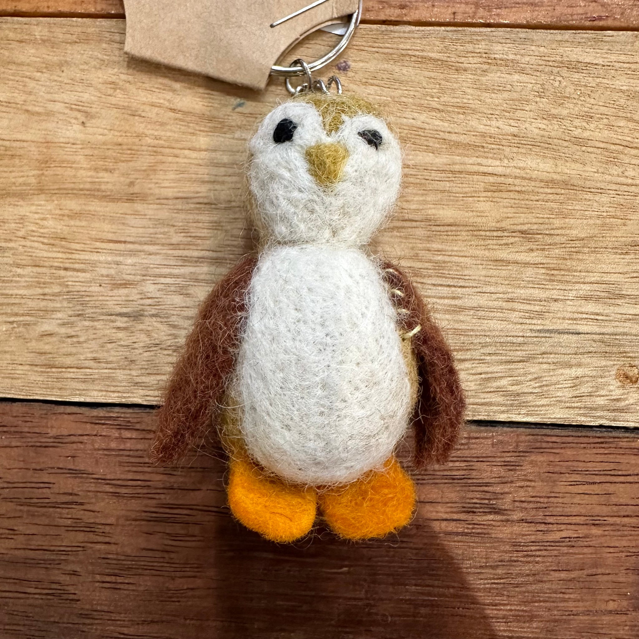Brown Bird Felt Key Ring