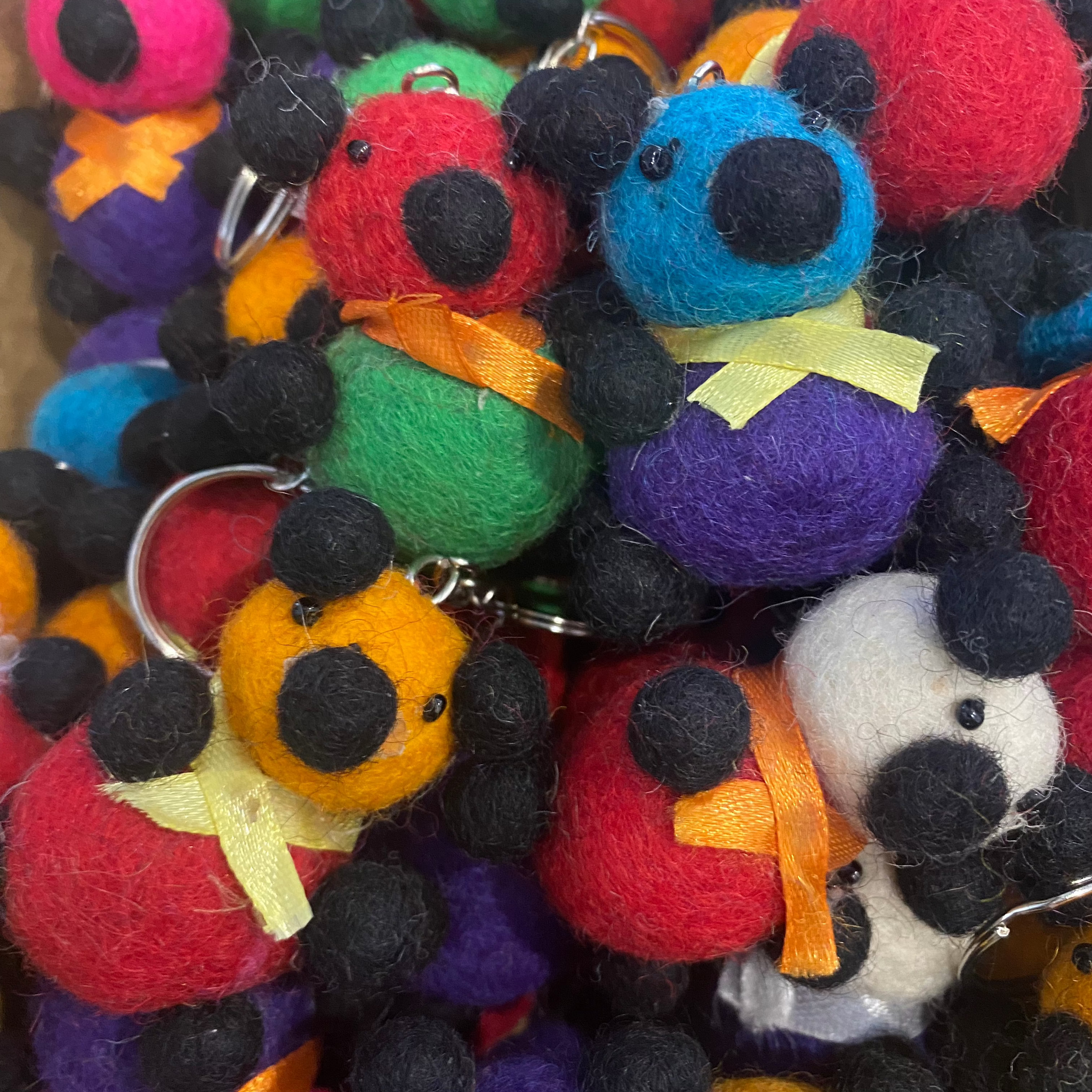 Rainbow Teddy Bear Felt Key Ring