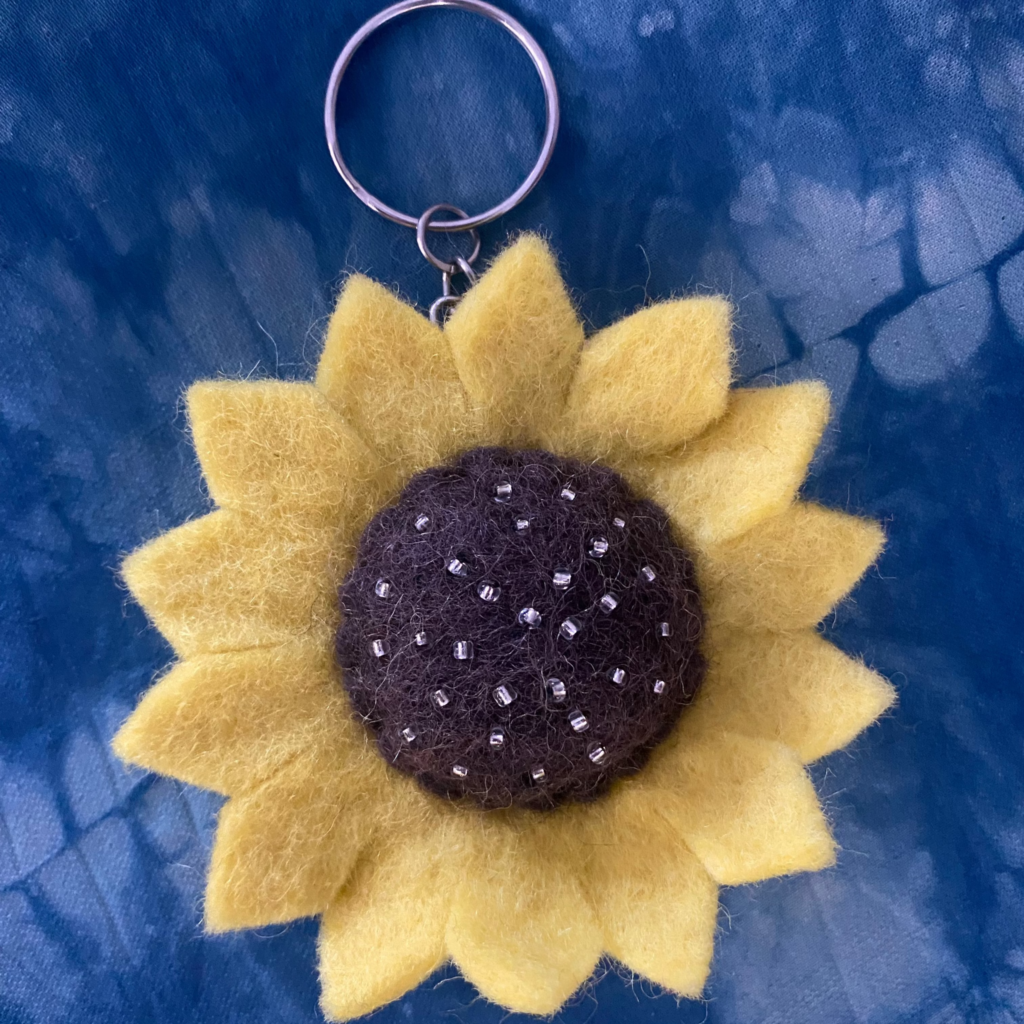 Sunflower Felt Key Ring