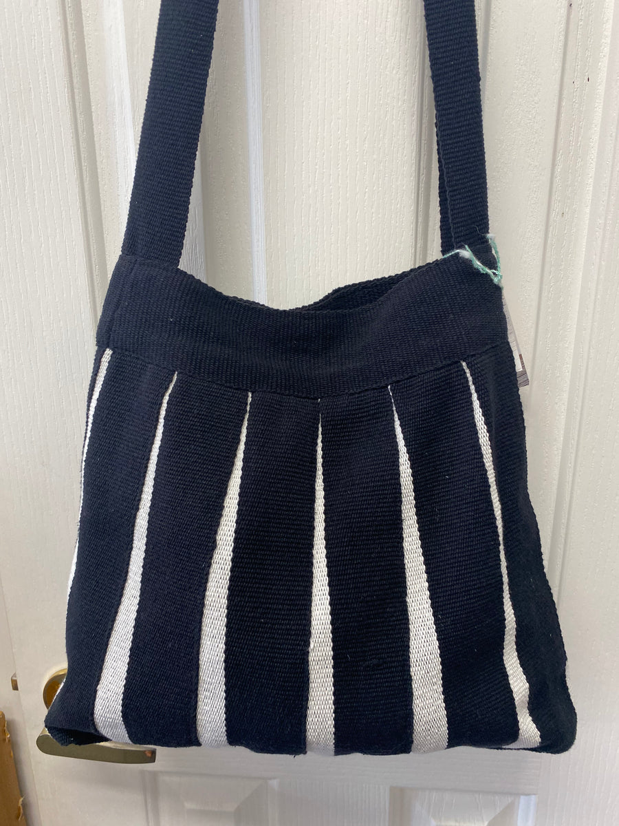 Fair Trade Long Handled Handbag - Black and White (Wide)