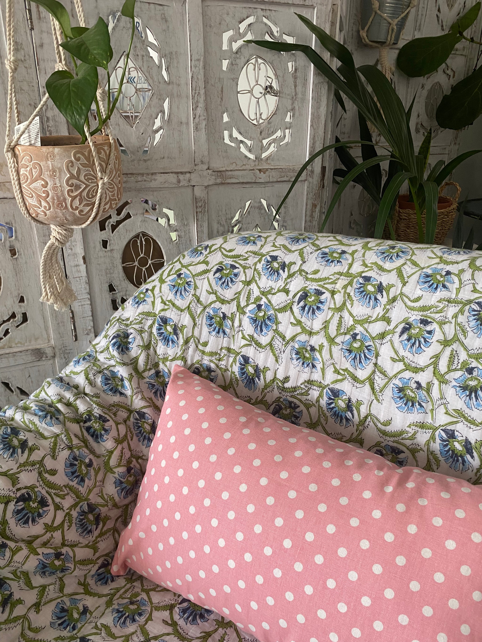 Fair Trade Cushion - Dots, Pink, Yellow, Blue, Black