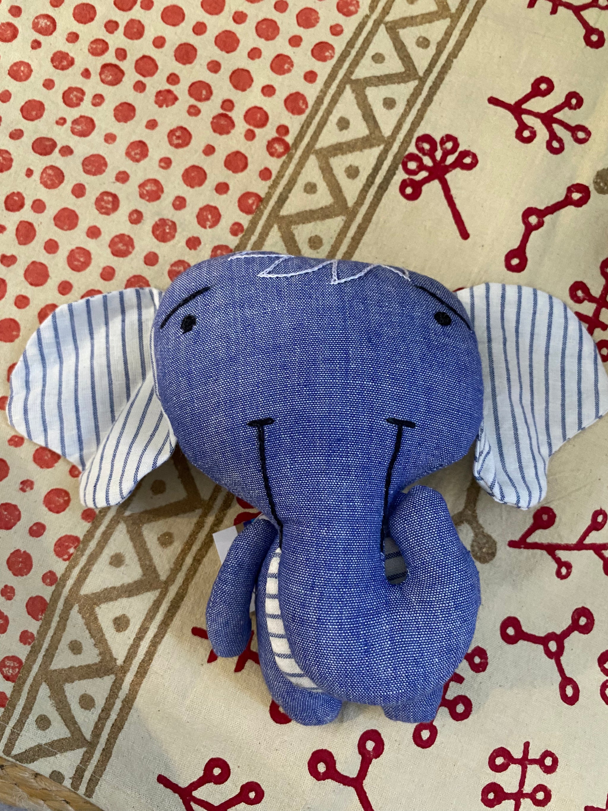 Ellie the Elephant – Handmade Cotton Soft Toy – Fair Trade (Sasha India)