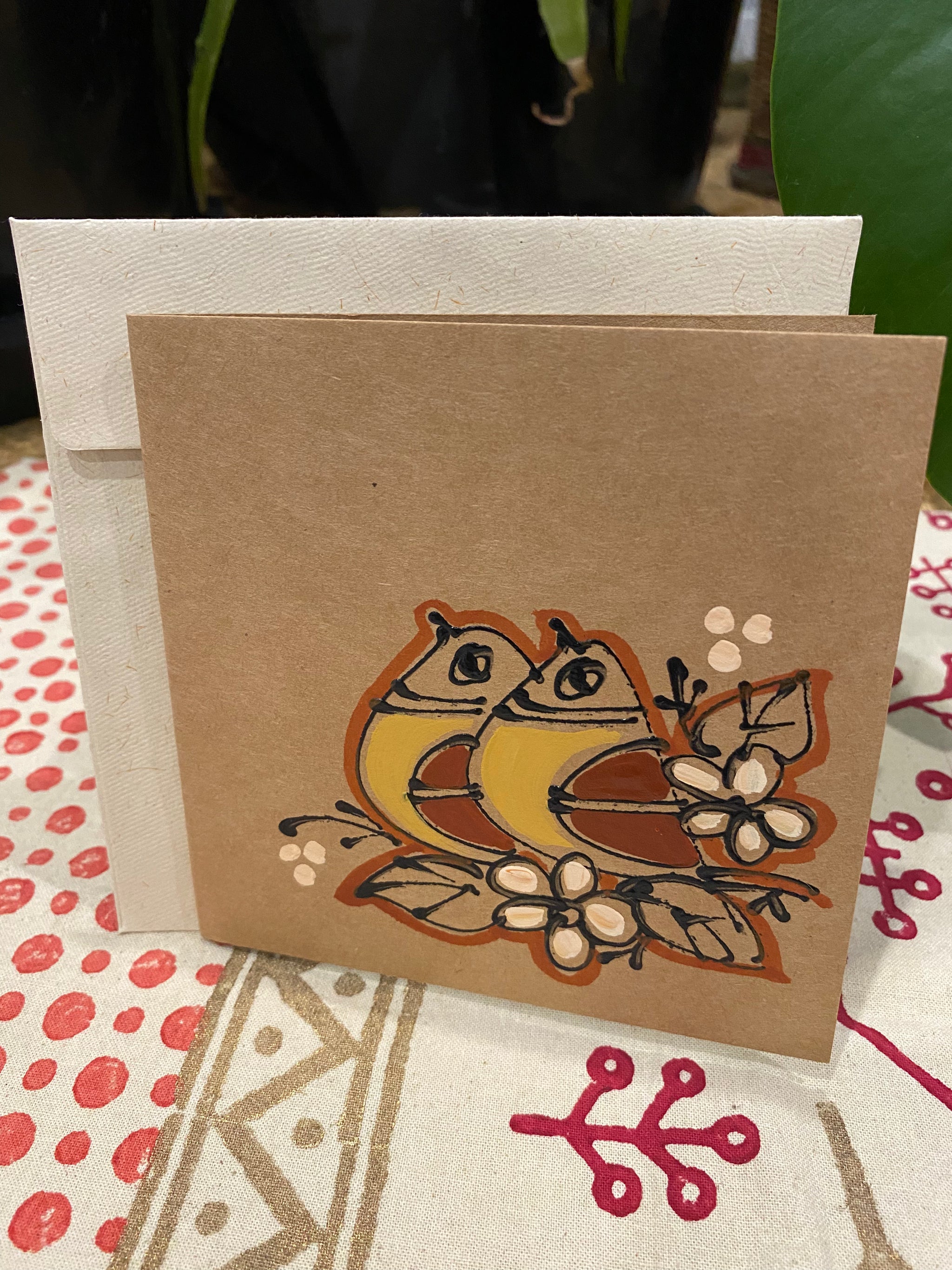 Yellow-Breasted Birds in Bloom β Handcrafted Greeting Card β Fair Trade (Sasha India)