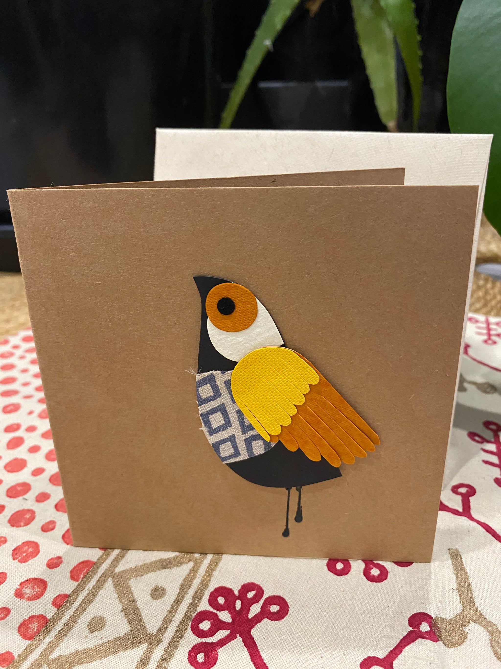 Cosy Bird in a Jacket β Handcrafted Greeting Card β Fair Trade (Sasha India)