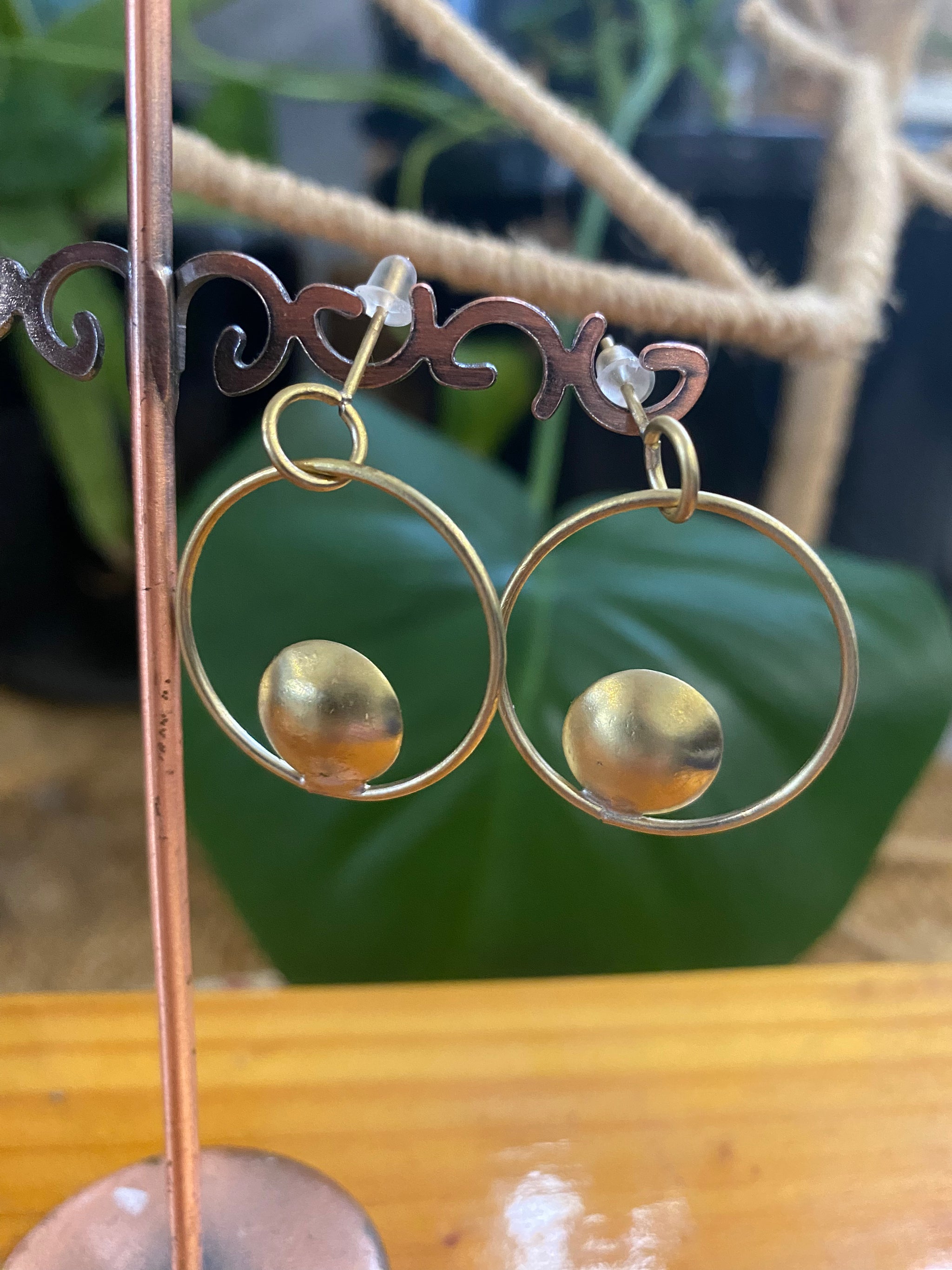 Cleopatra Disc Earrings – Layered Brass Circles – Fair Trade (Sasha India)