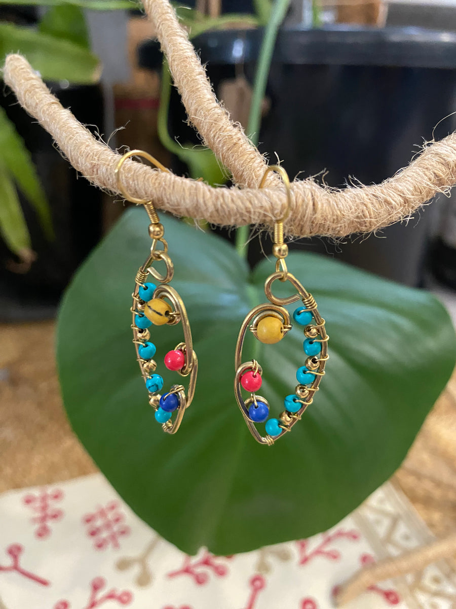 Rainbow  Drops-  Leaf Earrings - Fair Trade (Sasha India)