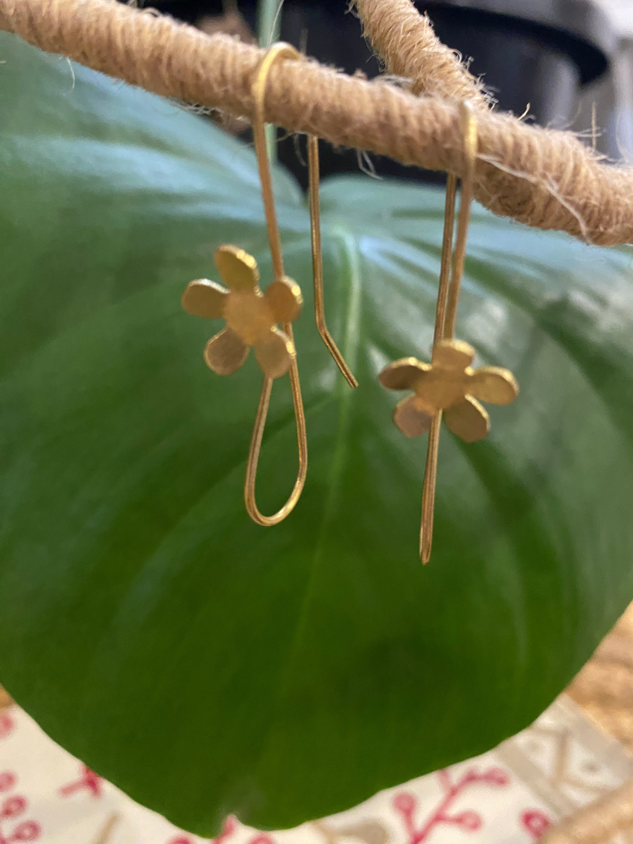 Buttercup Bloom Earrings – Brass Floral Design – Fair Trade (Sasha India)