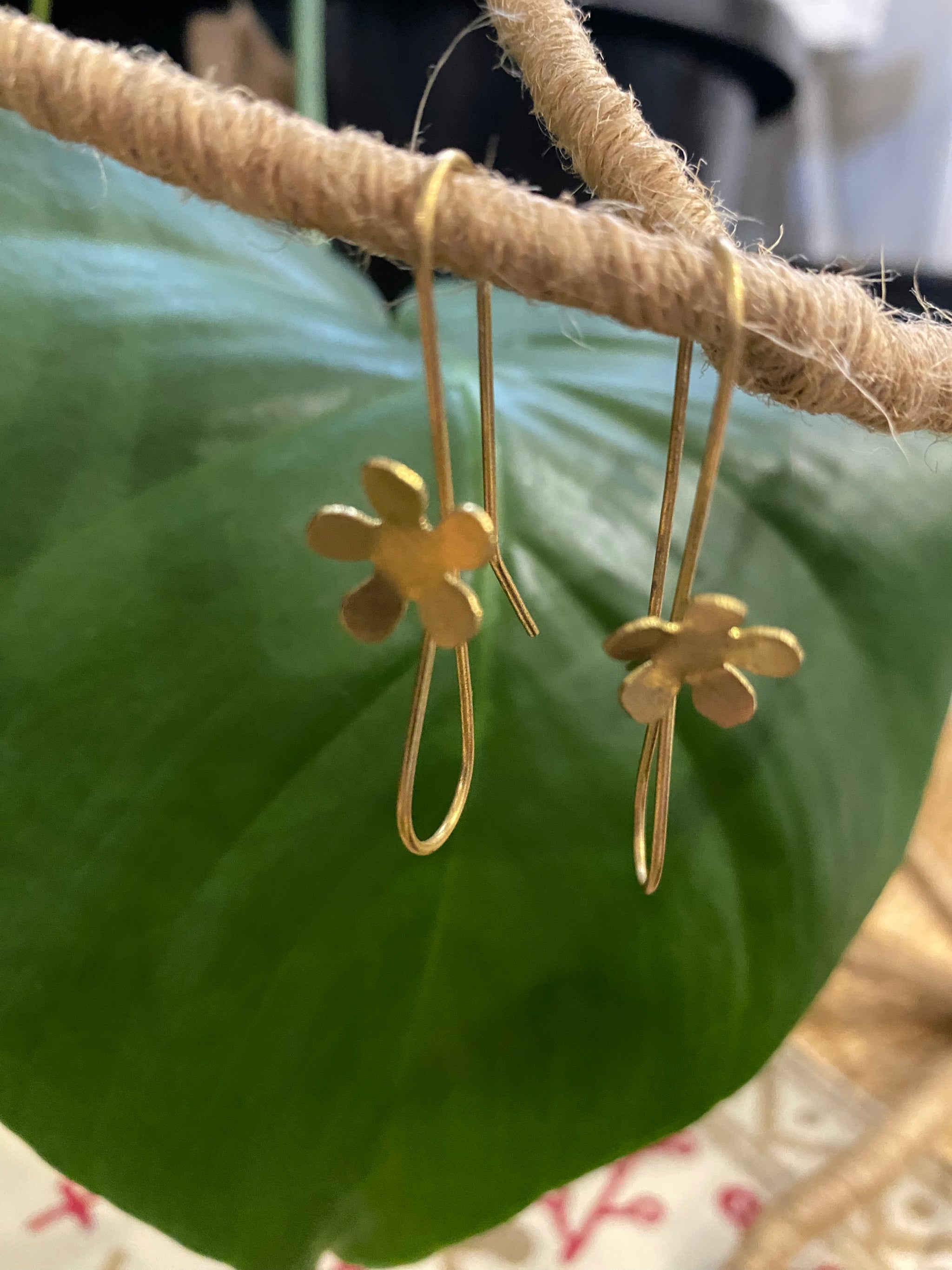 Buttercup Bloom Earrings – Brass Floral Design – Fair Trade (Sasha India)