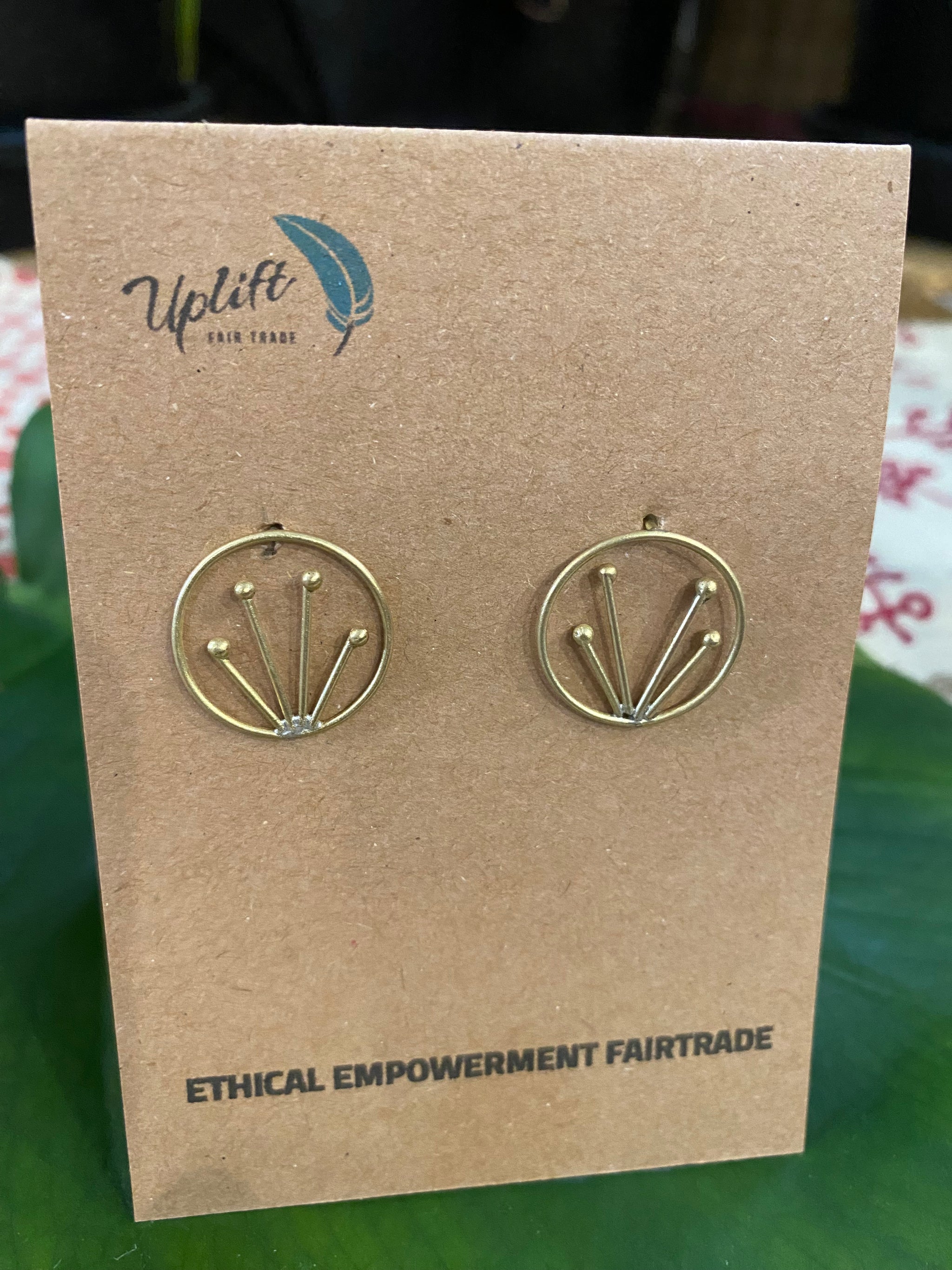 Firework Burst Stud Earrings – Brass Circles – Fair Trade (Sasha India)