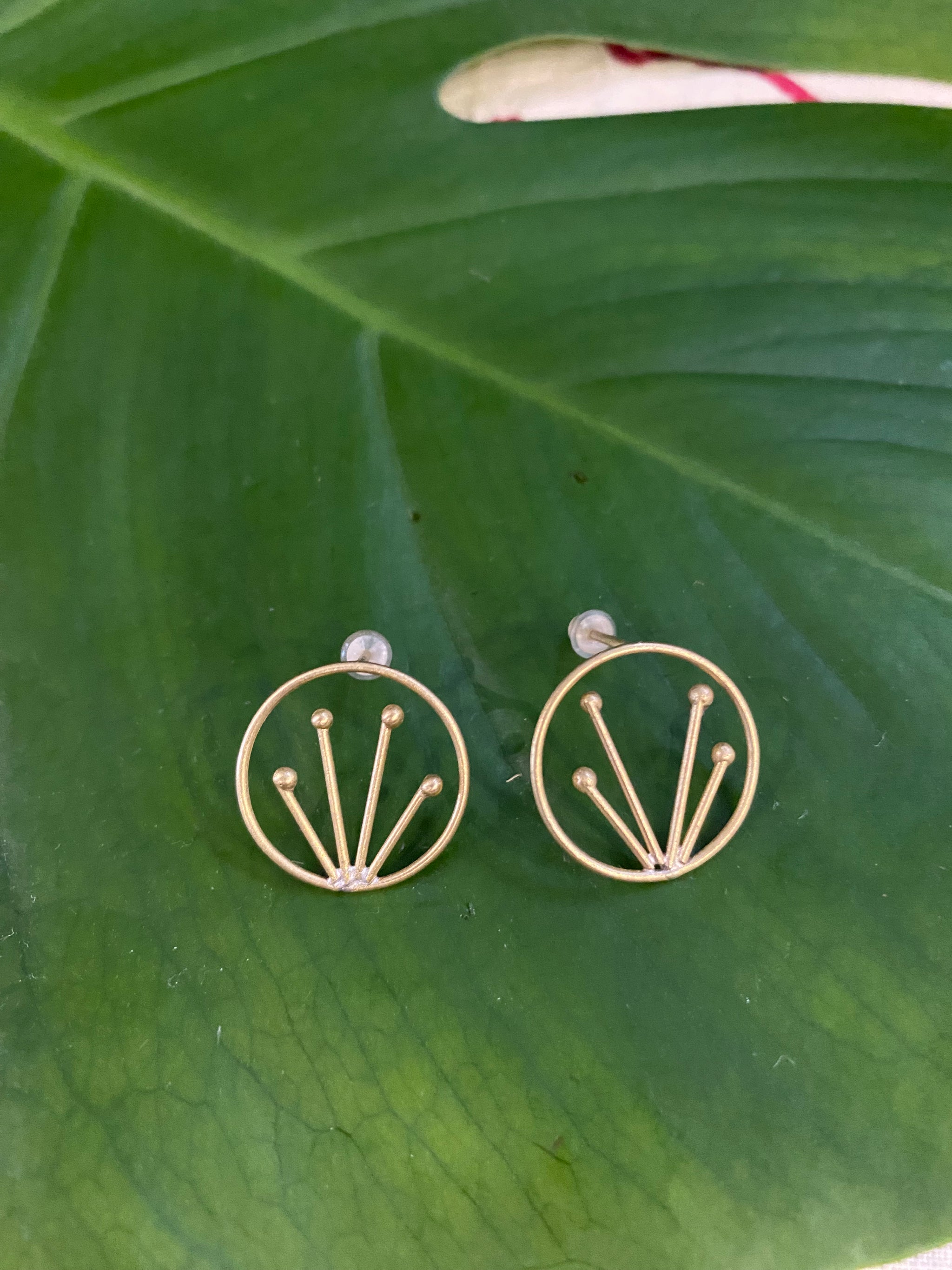Firework Burst Stud Earrings – Brass Circles – Fair Trade (Sasha India)