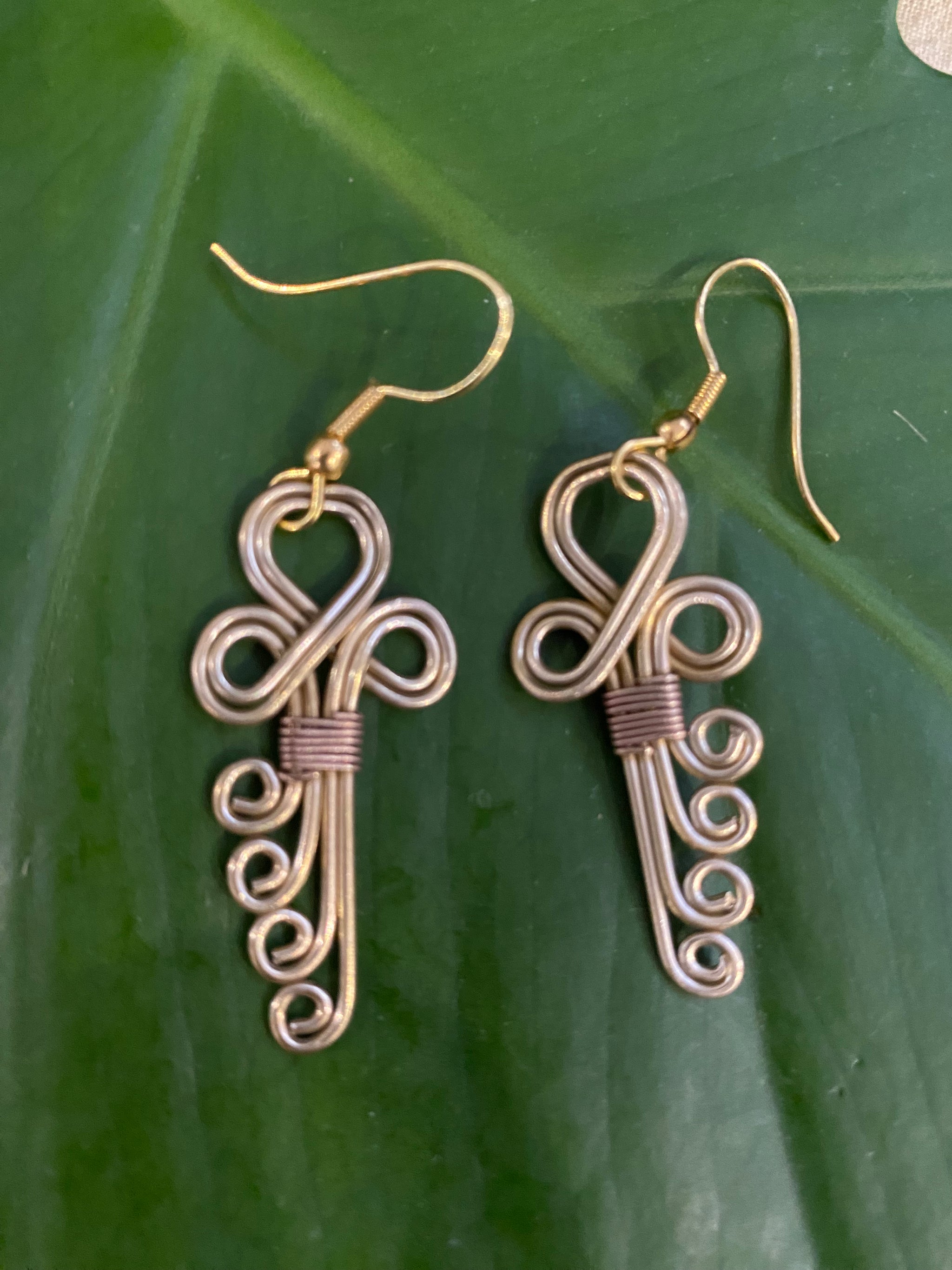 Key to Growth Earrings – Swirled Brass Design – Fair Trade (Sasha India)