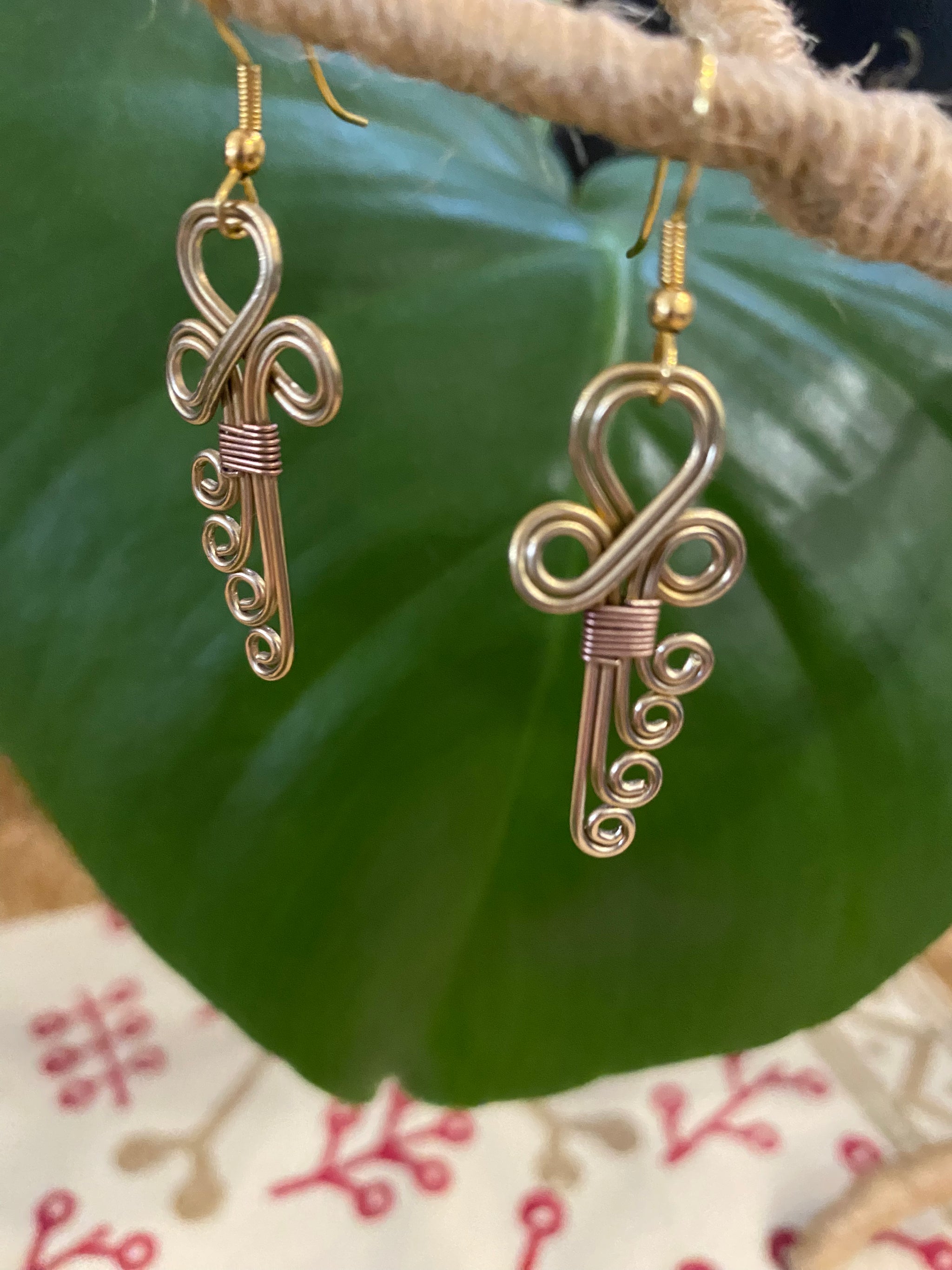 Key to Growth Earrings – Swirled Brass Design – Fair Trade (Sasha India)