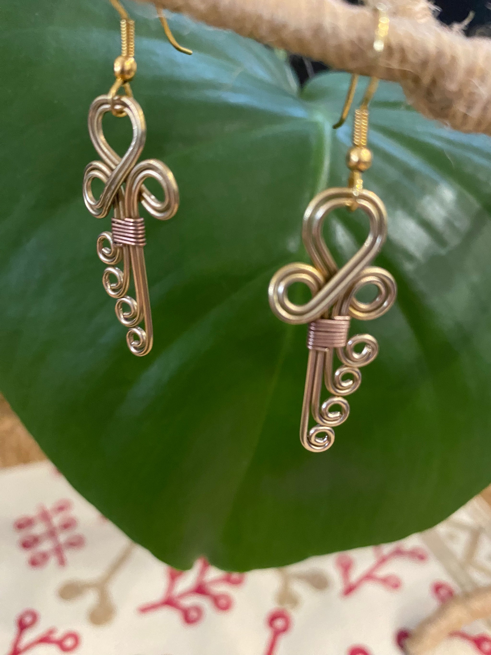 Key to Growth Earrings – Swirled Brass Design – Fair Trade (Sasha India)