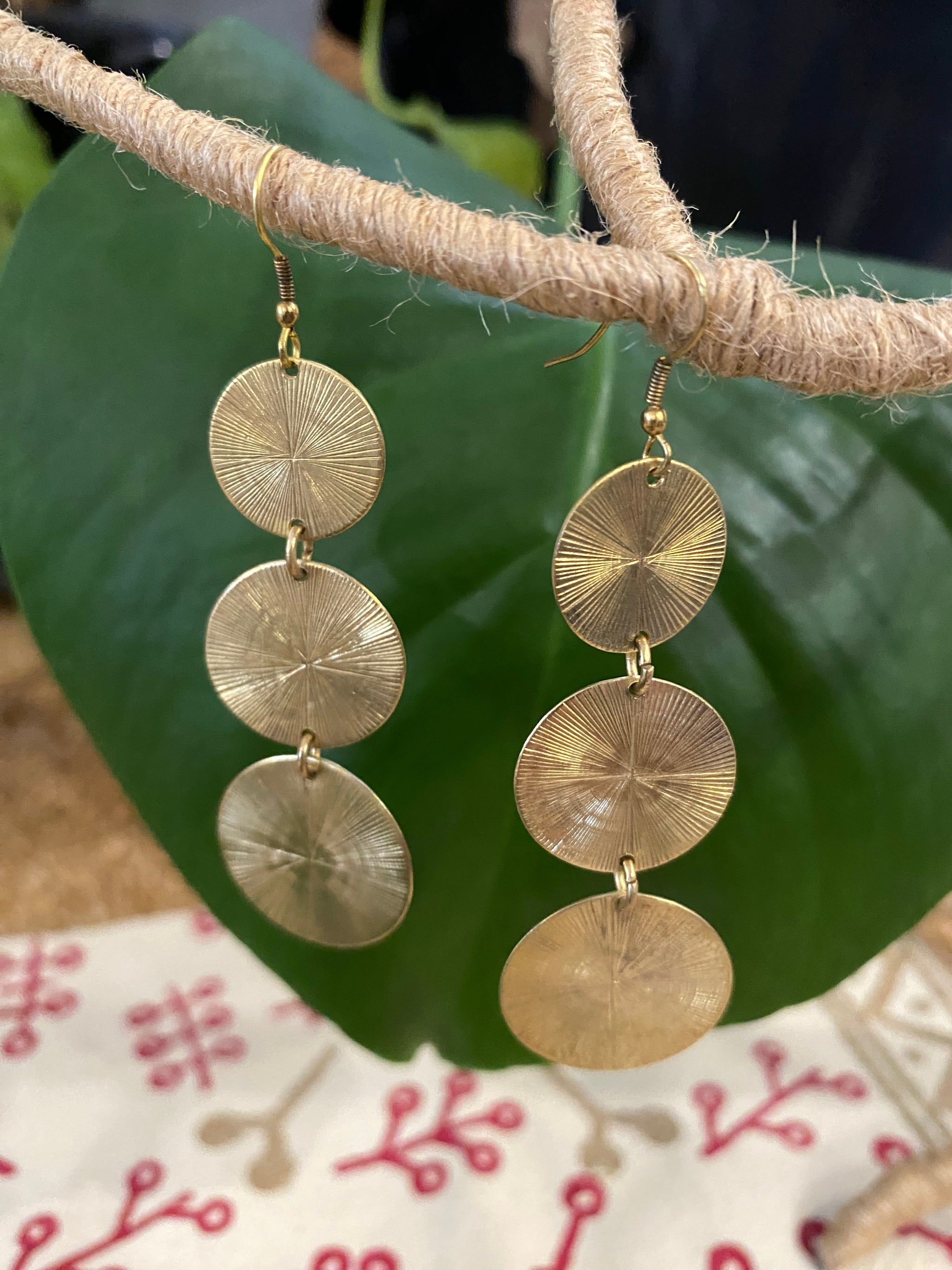 Solar Rings Earrings β Layered Brass Radiance β Fair Trade (Sasha India)