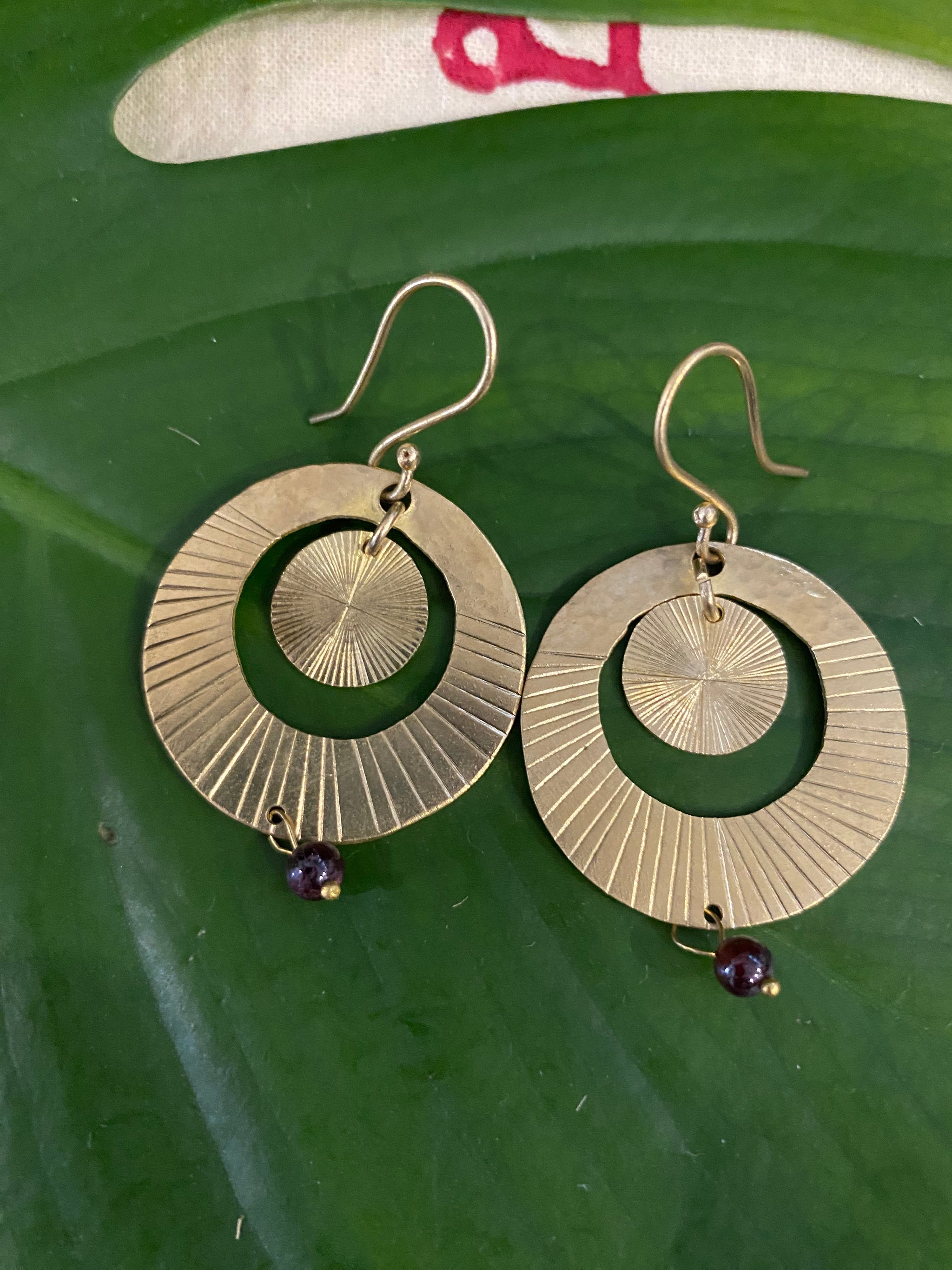Solar Halo Earrings β Textured Brass Circles β Fair Trade (Sasha India)