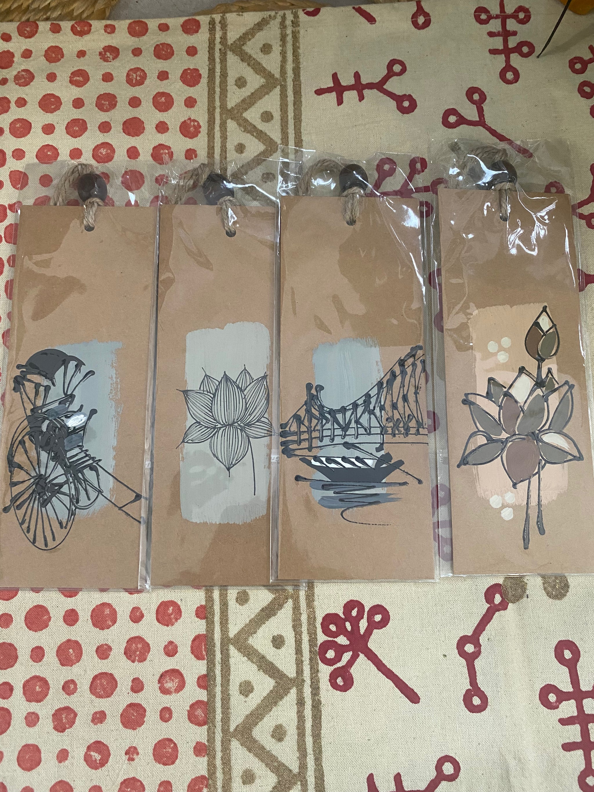 Eco Bookmark Assortment β Handcrafted Paper with Bead & String β Fair Trade (Sasha India)