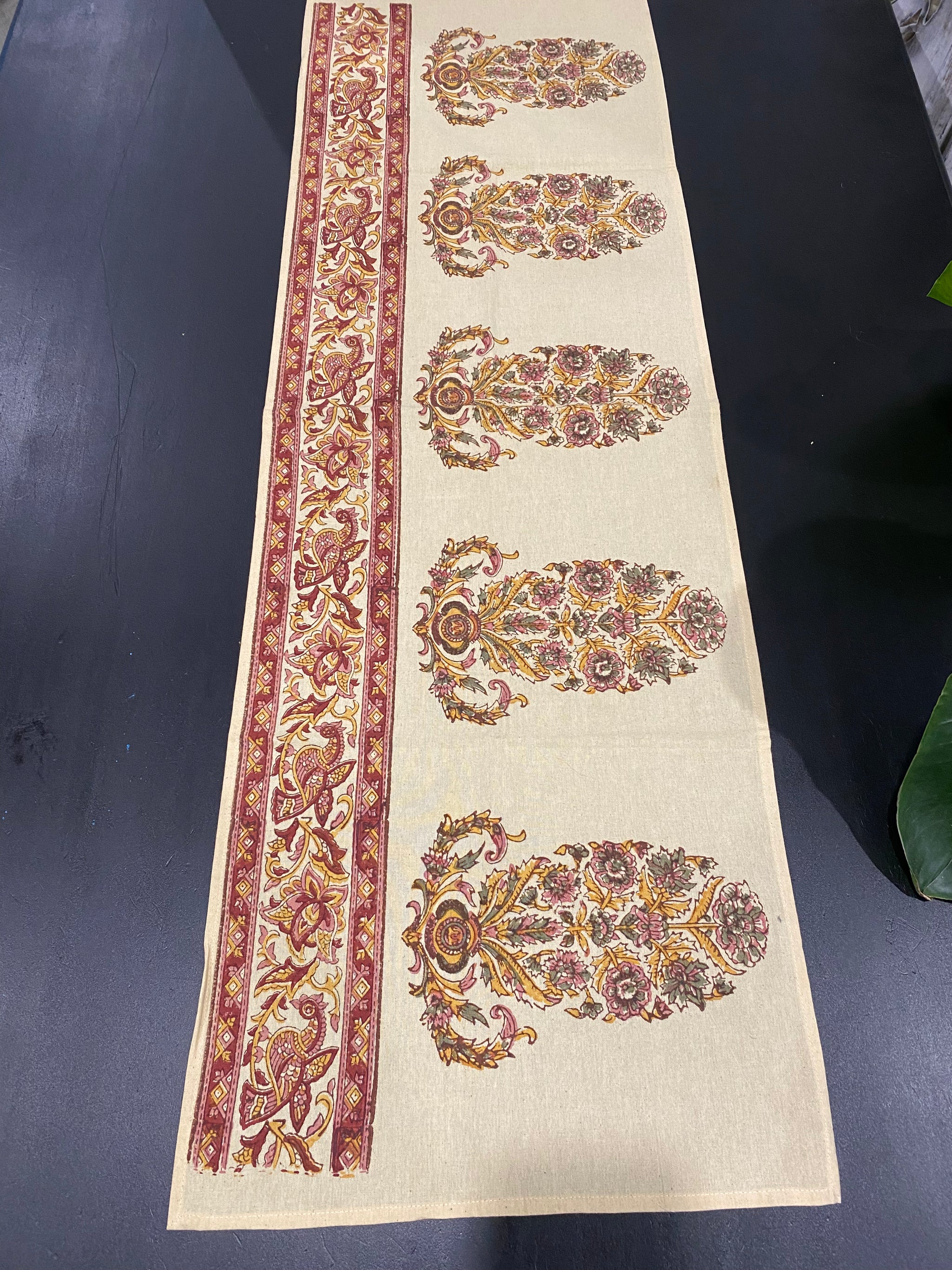 Birdsong Garden Block Printed Table Runner – 45.5cm Cotton – Fair Trade (Sasha India)