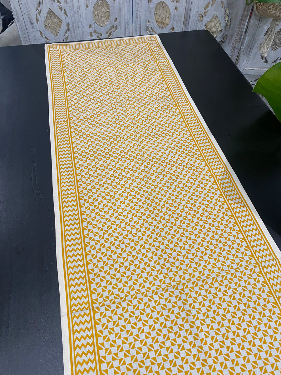 Sunbeam Geo Block Printed Table Runner – 110cm Cotton – Fair Trade (Sasha India)