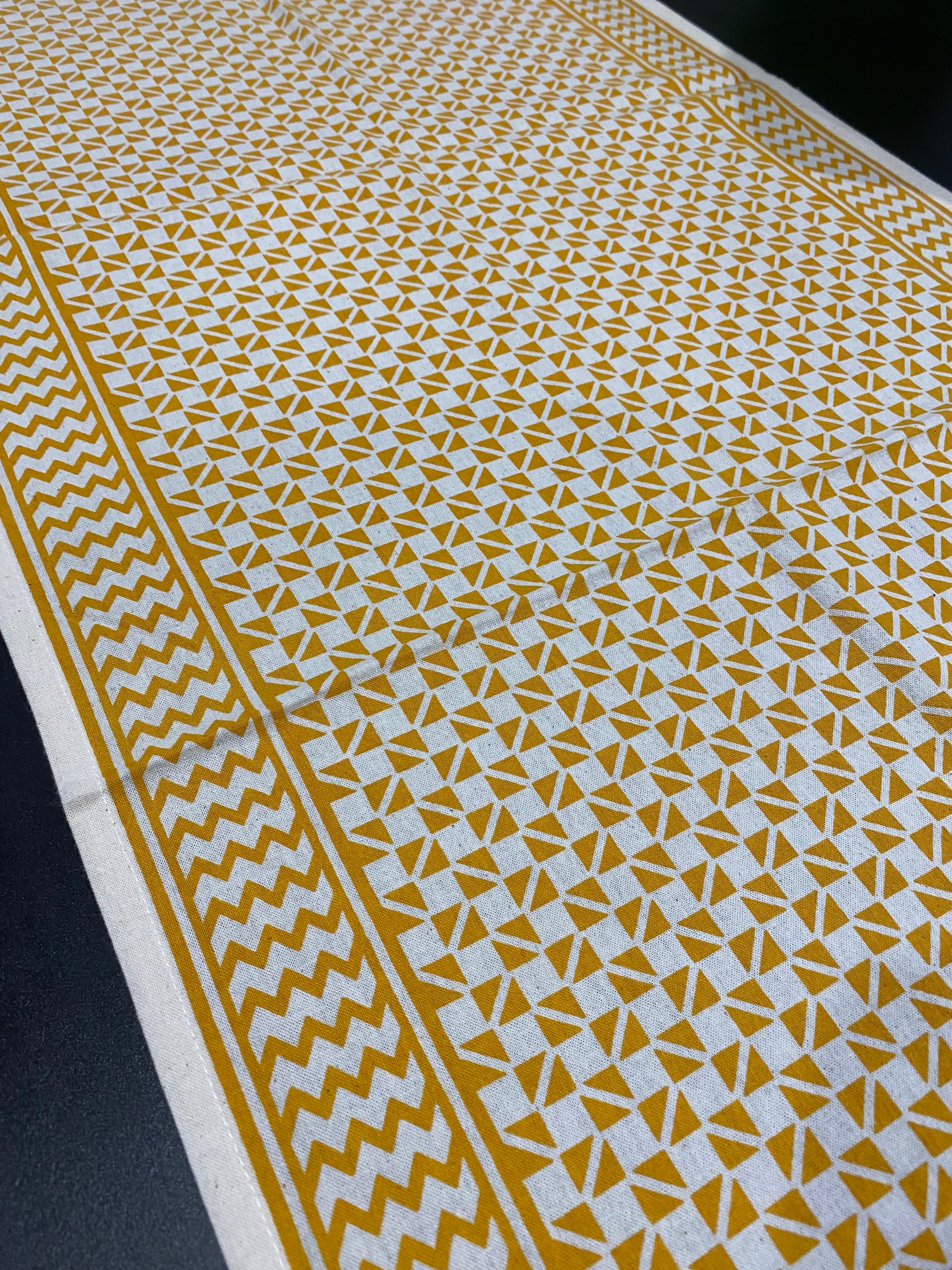 Sunbeam Geo Block Printed Table Runner – 110cm Cotton – Fair Trade (Sasha India)