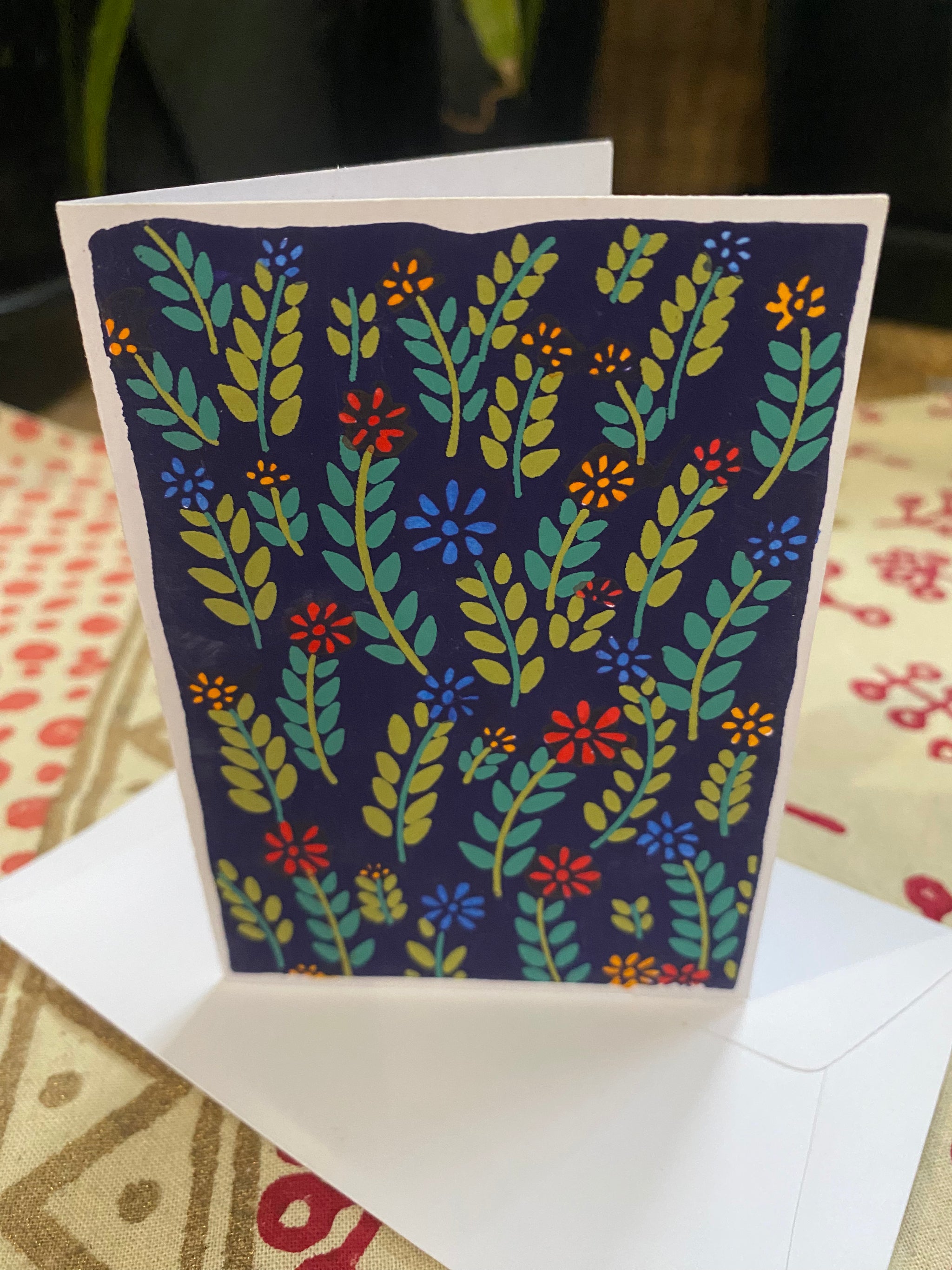 Wildflower Garden β Screen Printed Gift Card β Fair Trade (Silence, Kolkata)