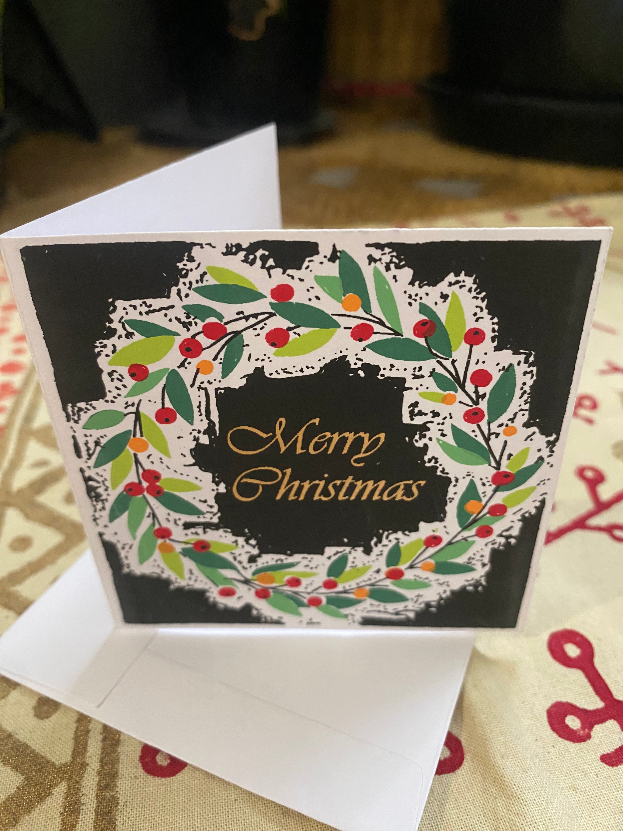 Merry Christmas Wreath – Square Greeting Card – Fair Trade (Silence, Kolkata)