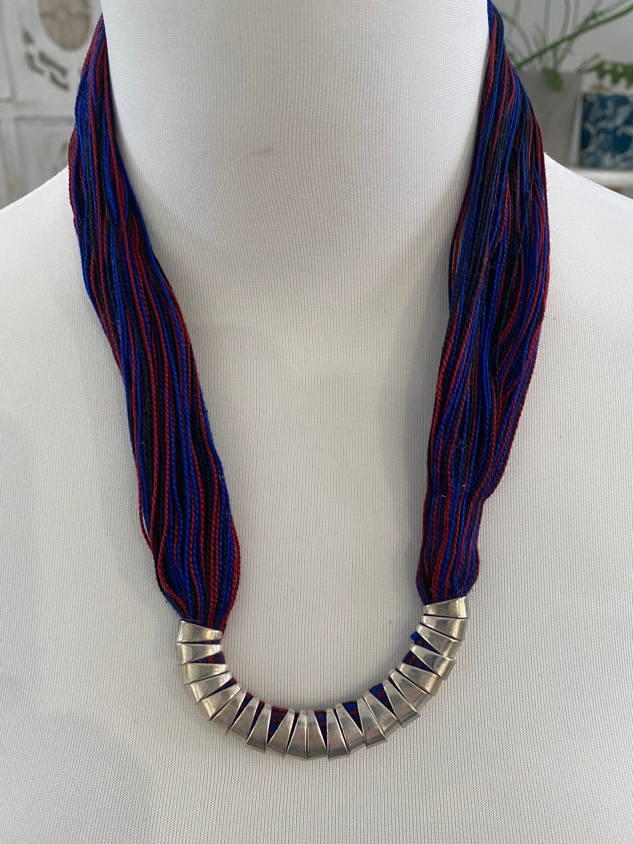 Multi-Thread Tassel Necklace & Earrings Set – Blue Variants – Fair Trade (Silence, Kolkata)