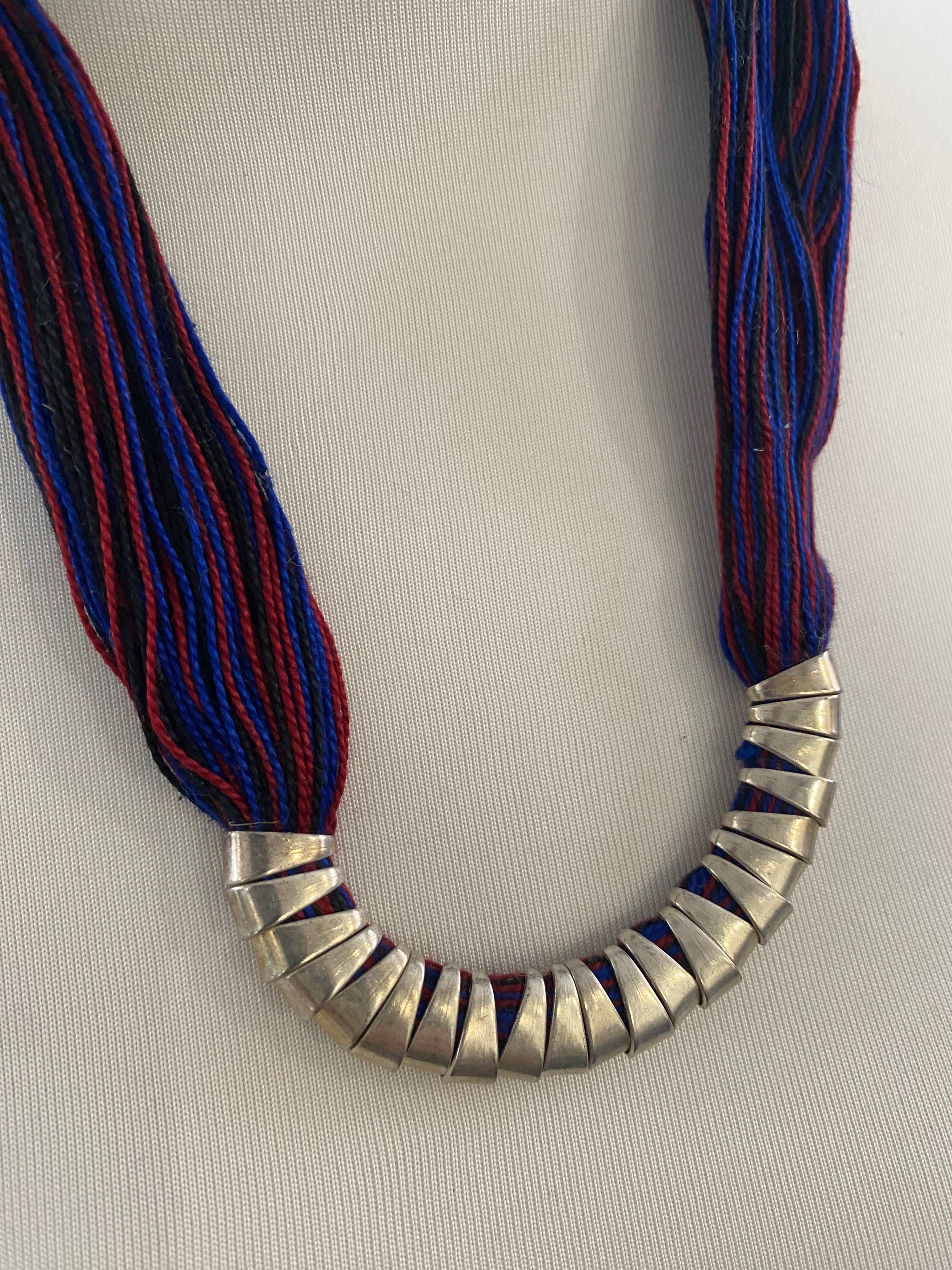 Multi-Thread Tassel Necklace & Earrings Set – Blue Variants – Fair Trade (Silence, Kolkata)