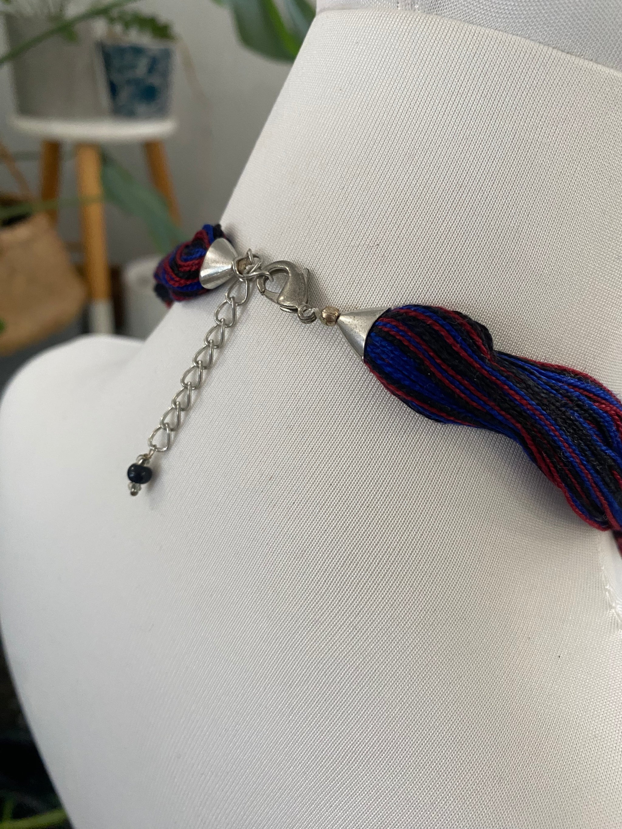 Multi-Thread Tassel Necklace & Earrings Set – Blue Variants – Fair Trade (Silence, Kolkata)