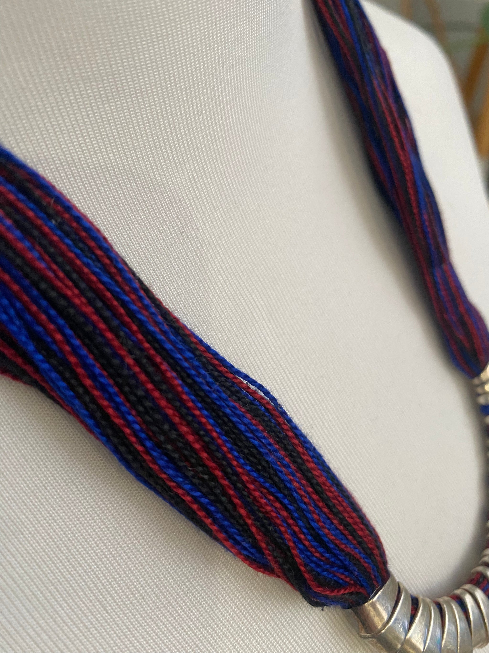 Multi-Thread Tassel Necklace & Earrings Set – Blue Variants – Fair Trade (Silence, Kolkata)