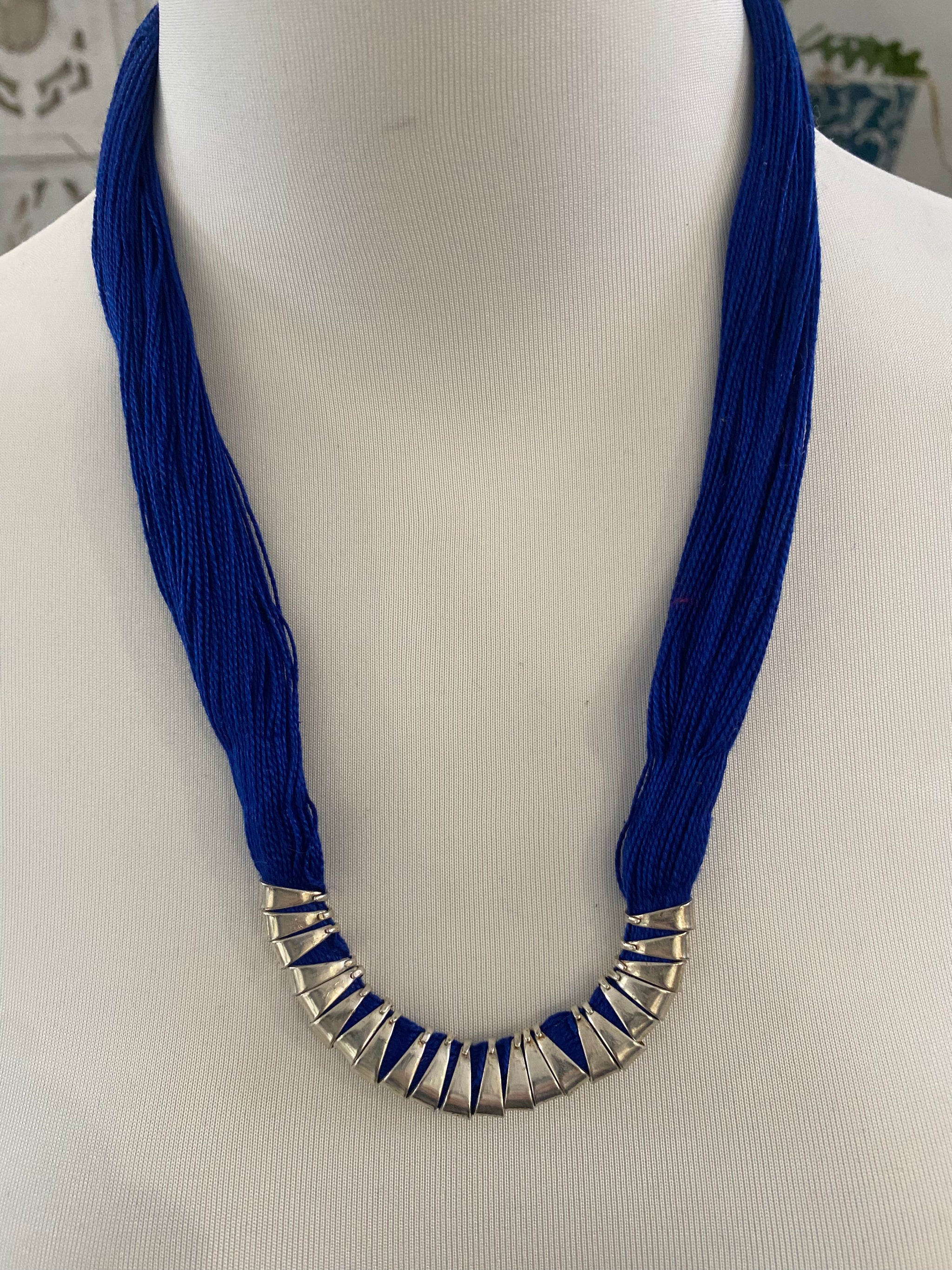 Multi-Thread Tassel Necklace & Earrings Set – Blue Variants – Fair Trade (Silence, Kolkata)