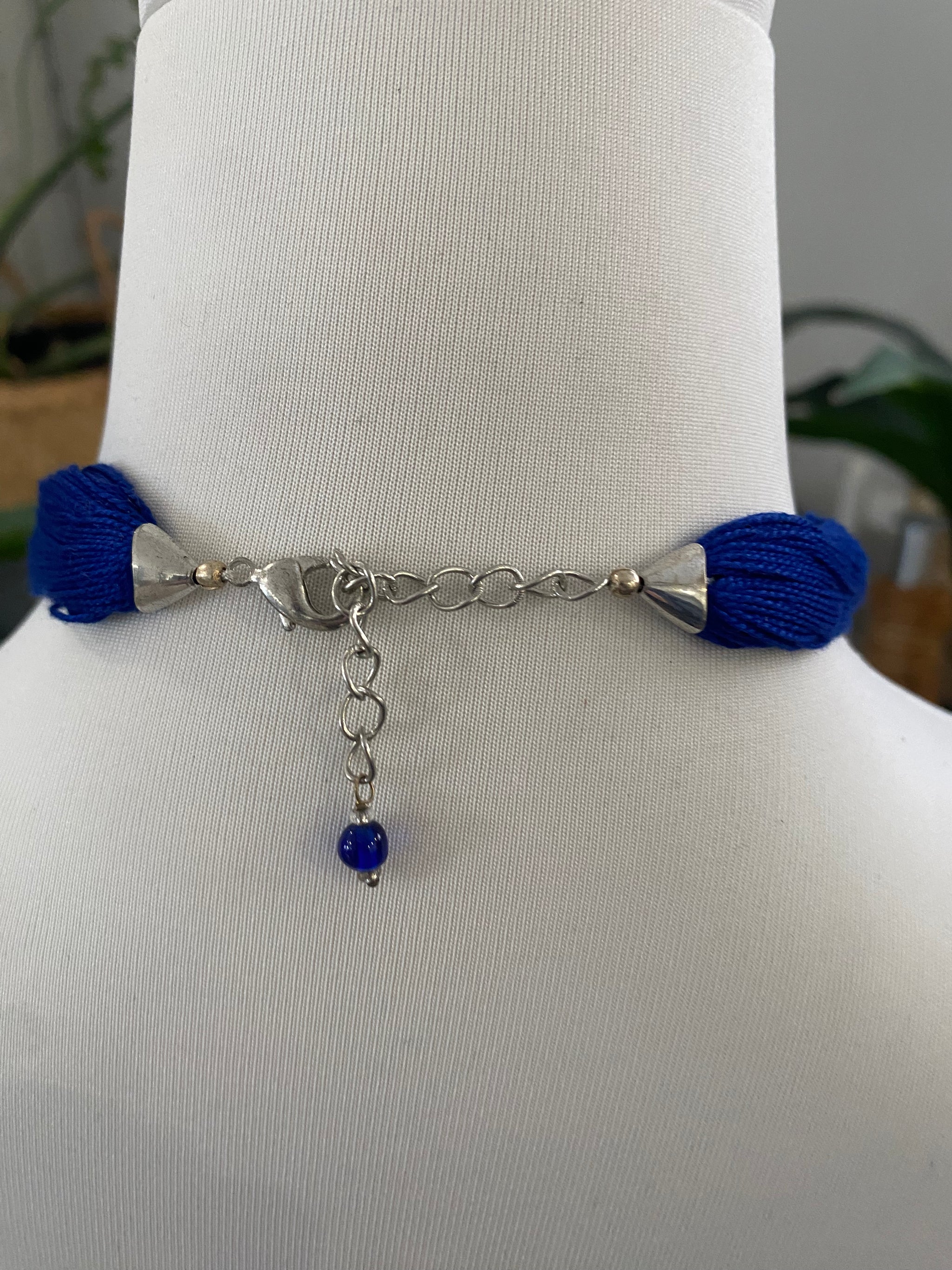 Multi-Thread Tassel Necklace & Earrings Set – Blue Variants – Fair Trade (Silence, Kolkata)