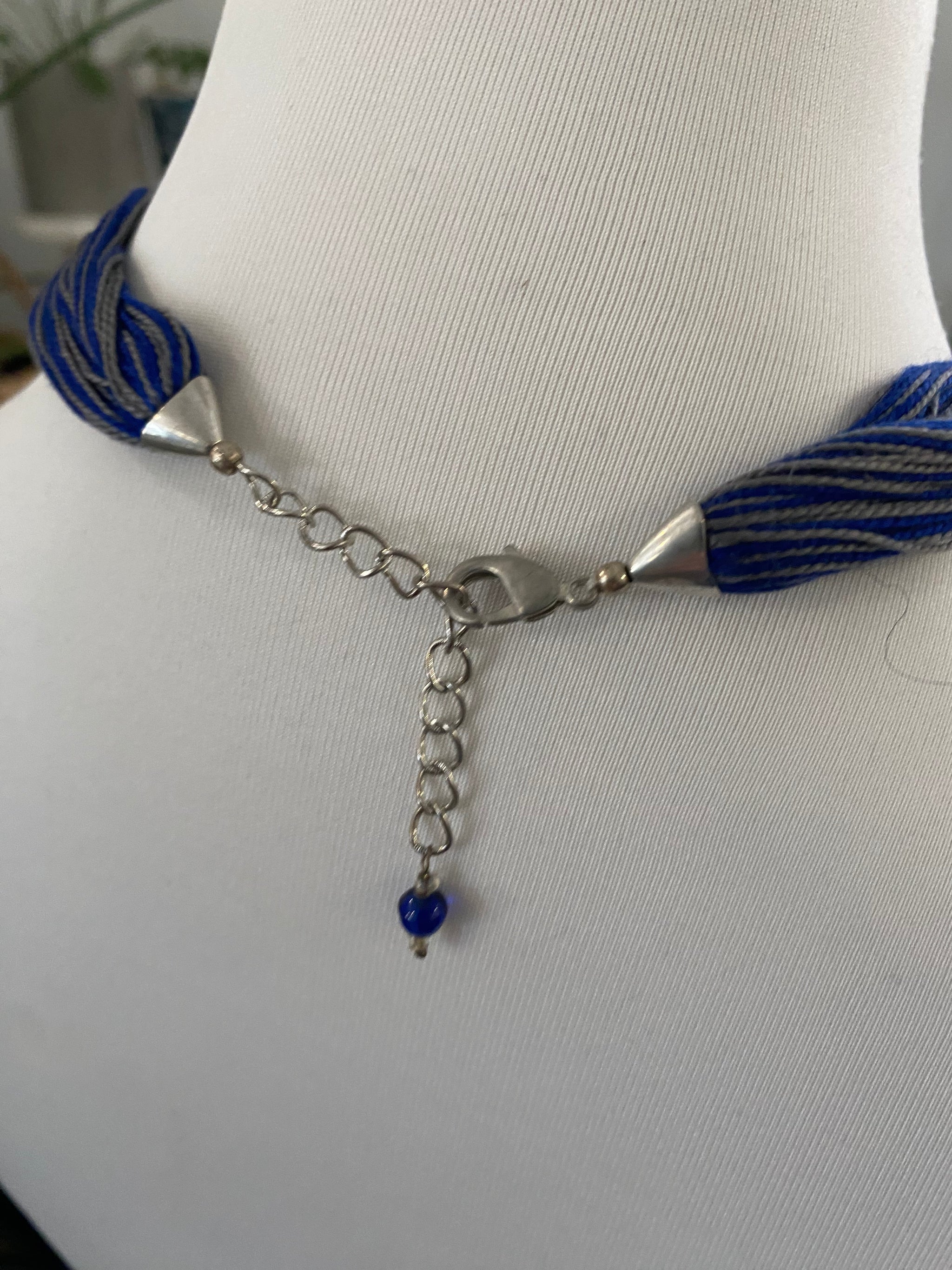 Multi-Thread Tassel Necklace & Earrings Set – Blue Variants – Fair Trade (Silence, Kolkata)