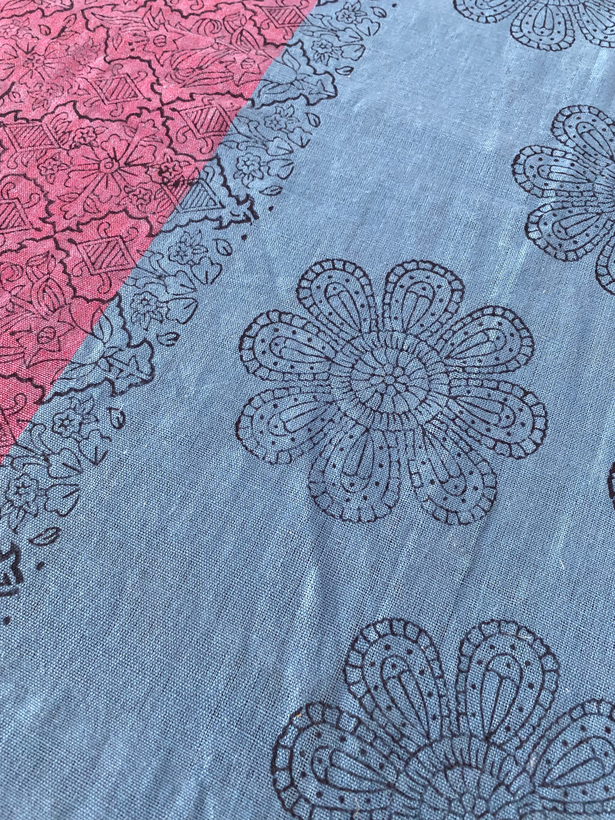 Rainbow Floral Block Printed Tablecloth – 100% Cotton, 6–8 Seater – Fair Trade (Sasha India)