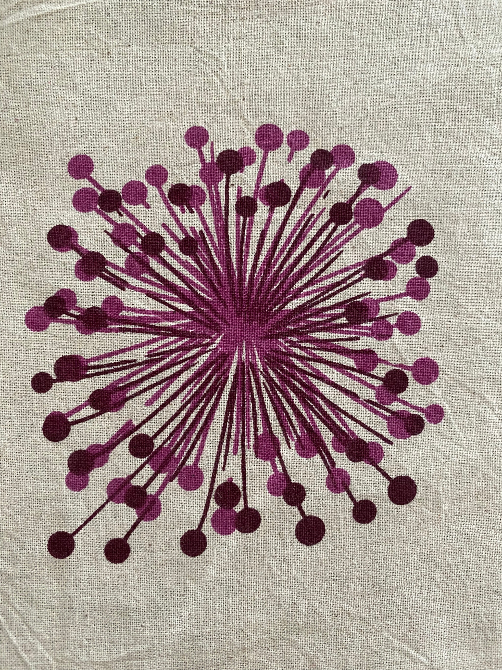 Purple Firework Block Printed Tablecloth – 100% Cotton, 6–8 Seater – Fair Trade (Sasha India)