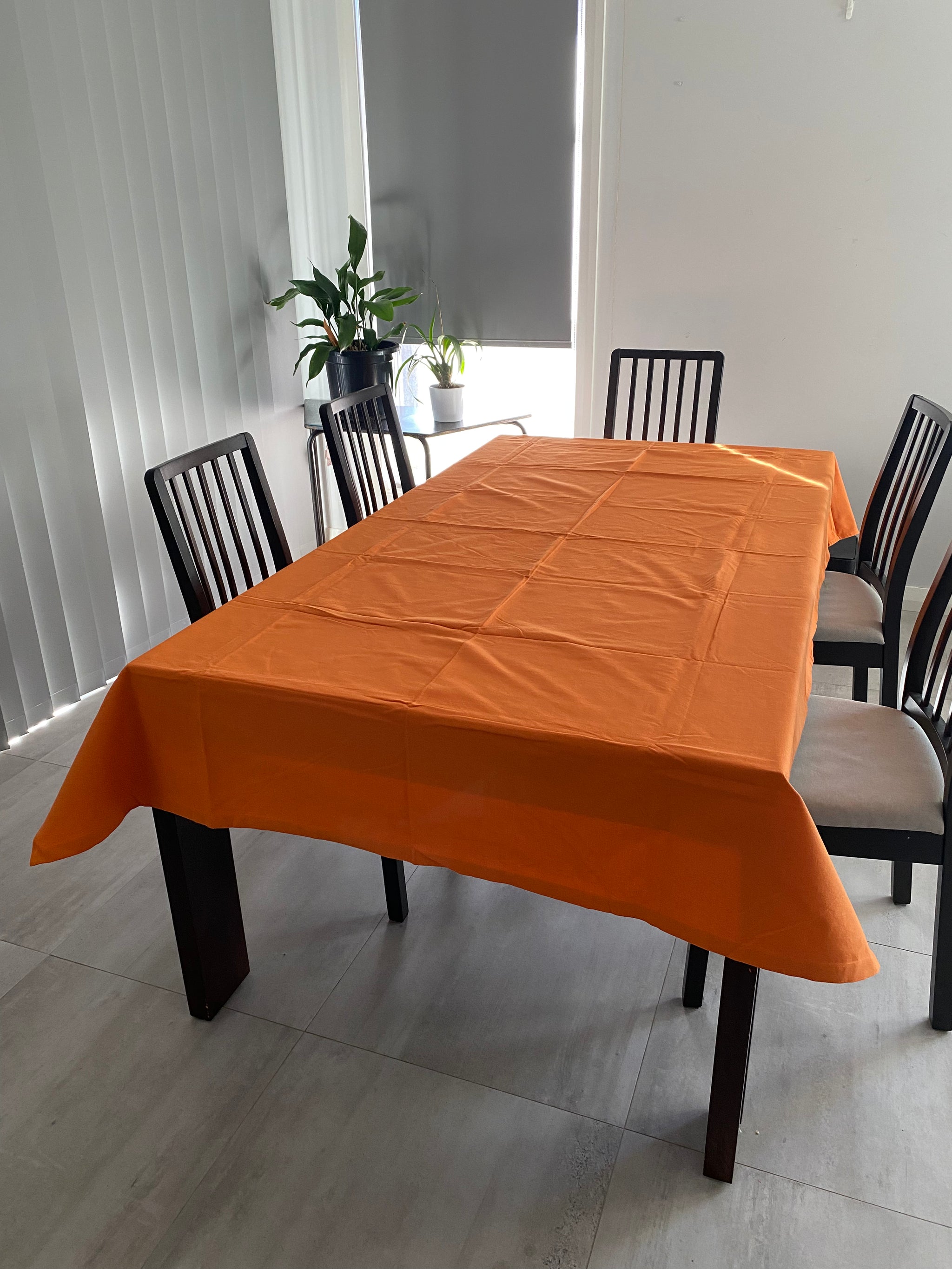 Bright Orange Handwoven Tablecloth – 100% Cotton, 6–8 Seater – Fair Trade (Kuka, India)