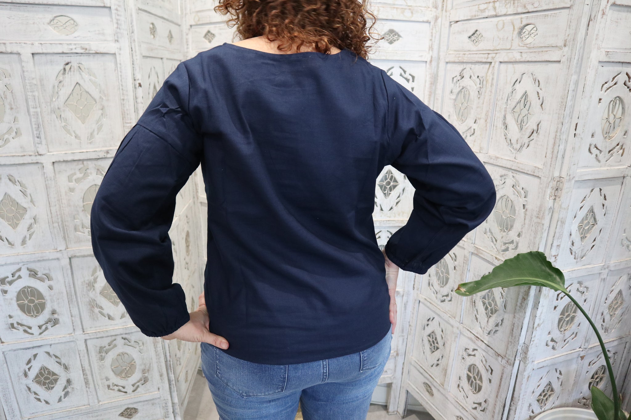 Fair Trade Linen Puff Long Sleeve Top