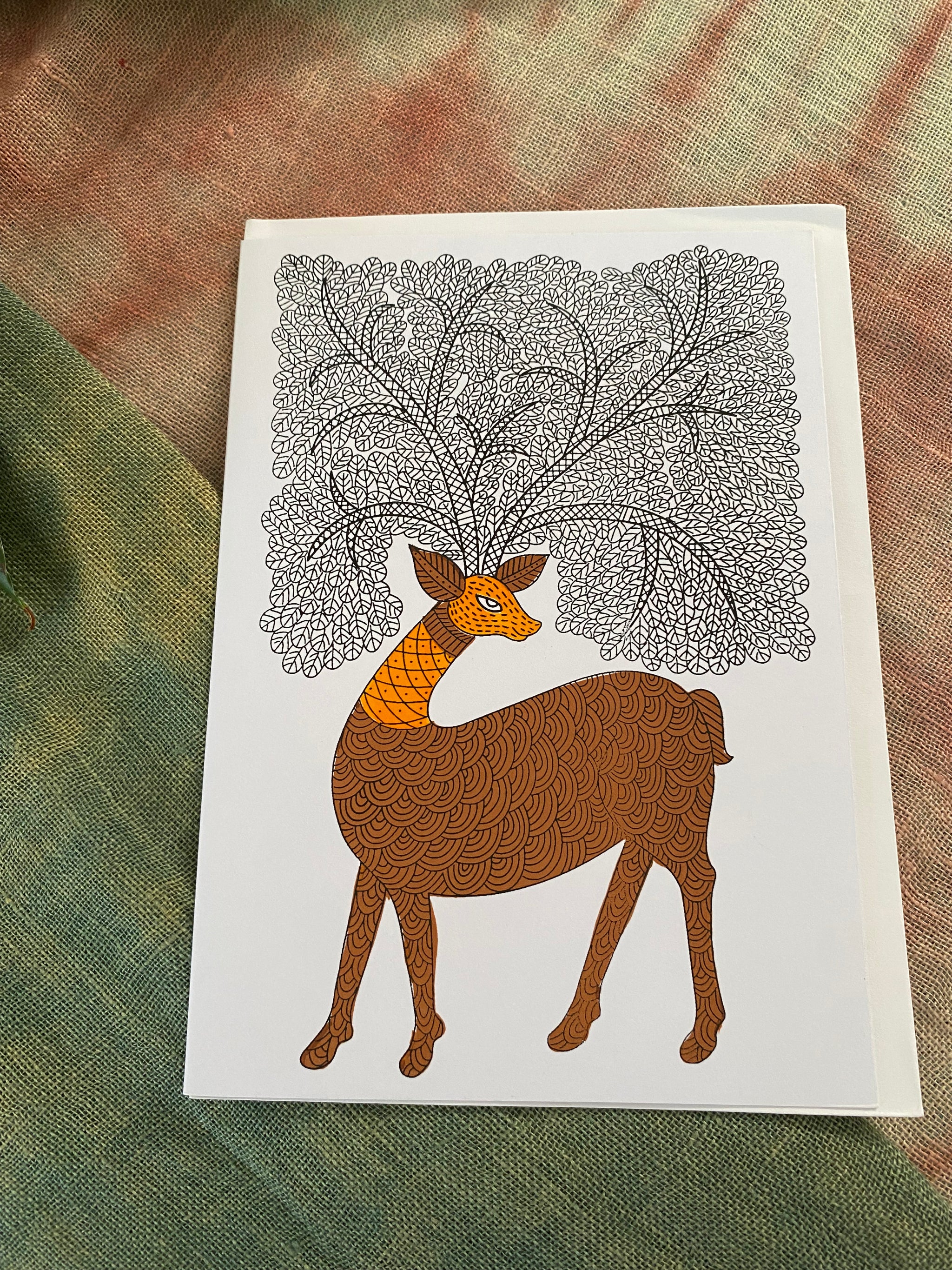 Majestic Deer – Fair Trade, Screen Printed, Christmas Card (Silence India)