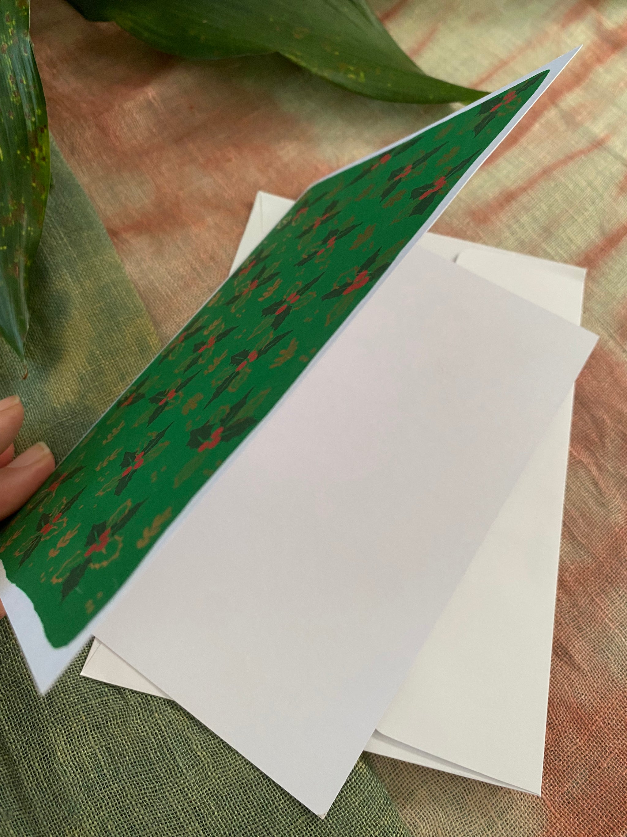 Holly Iconic – Fair Trade, Screen Printed, Christmas Card (Silence India)