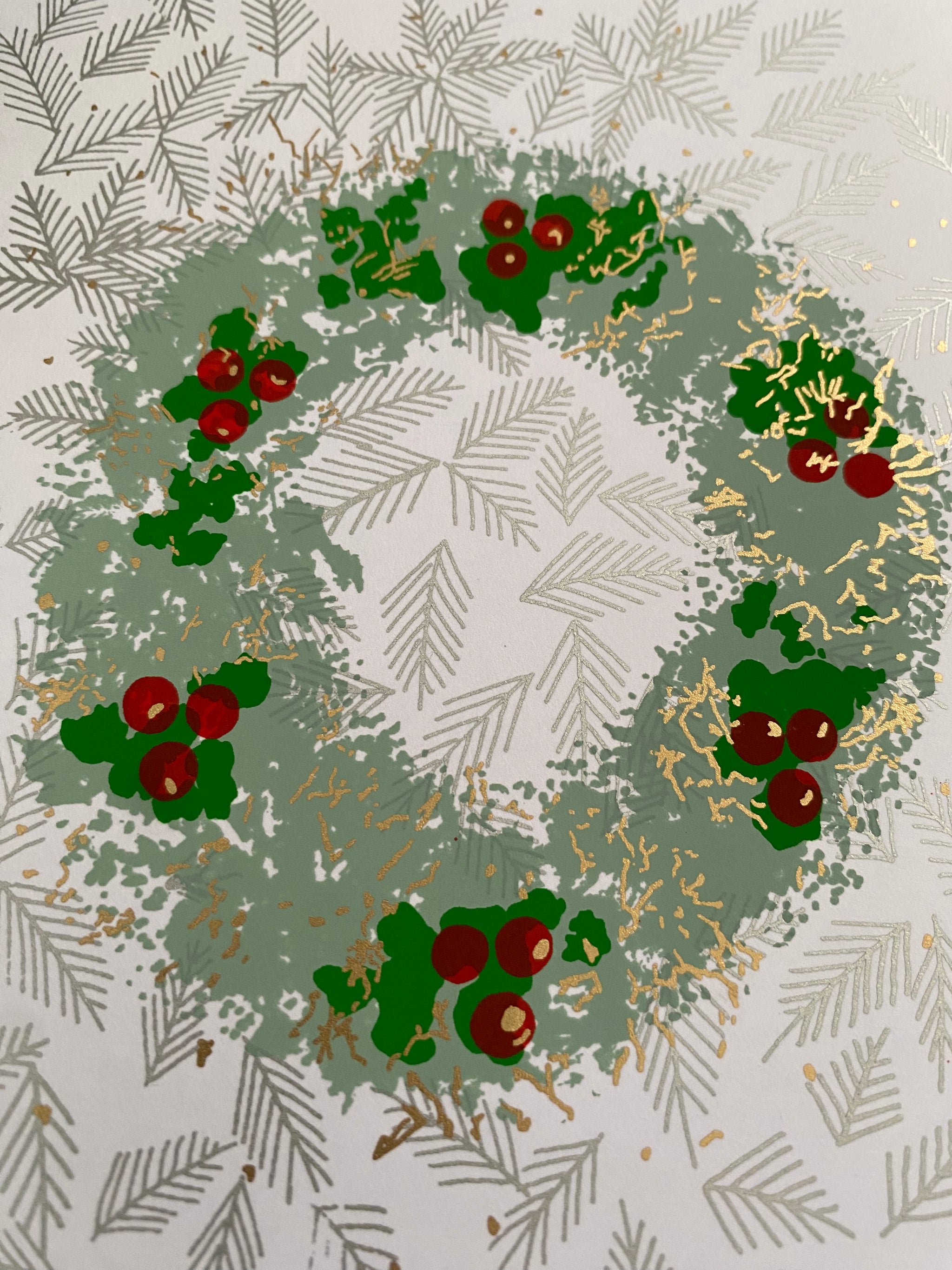 Wreath Wonder – Fair Trade, Screen printed, Wreath, Christmas Card (Silence India)