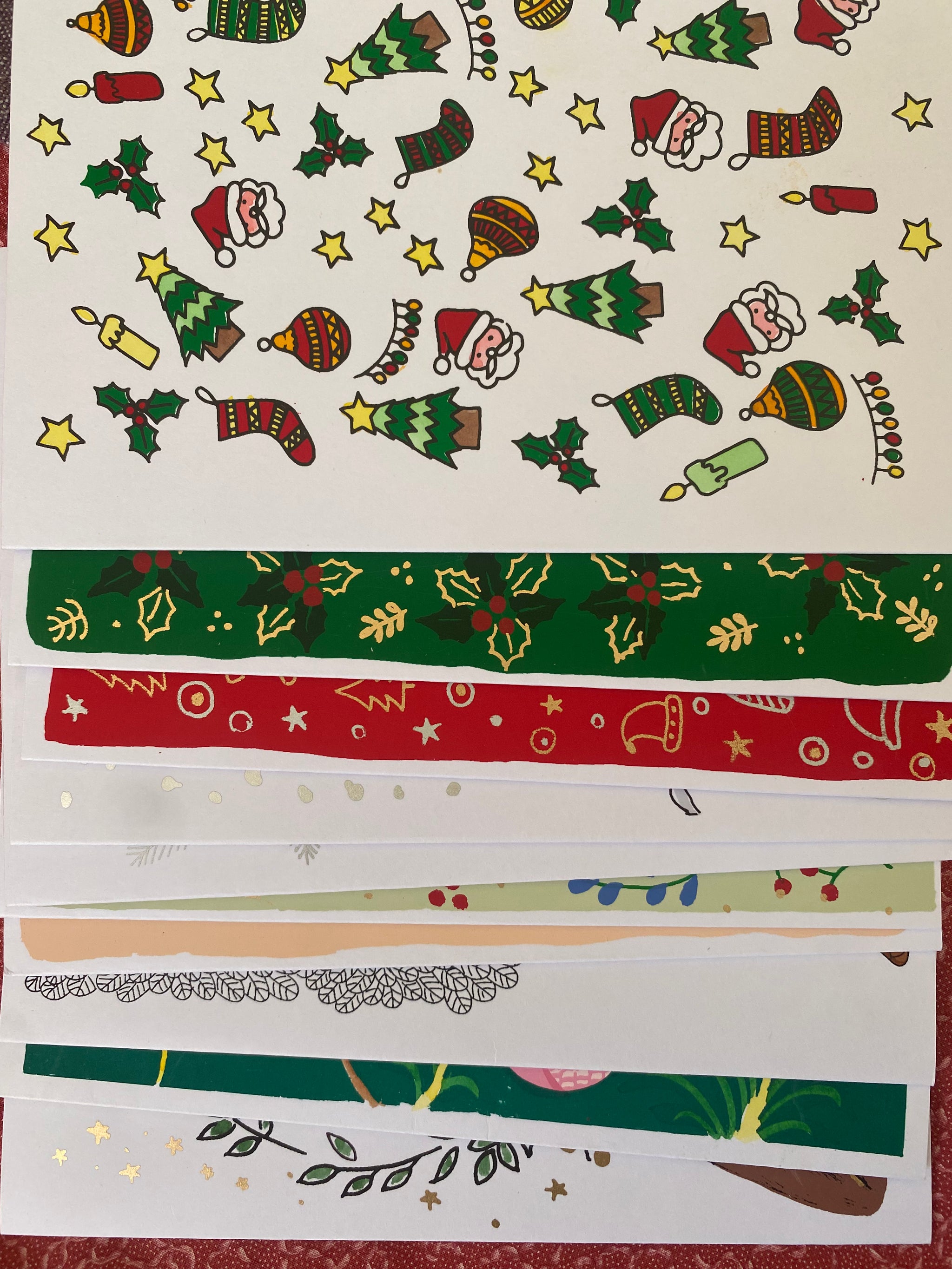 Collection of Christmas-themed cards. on a white background