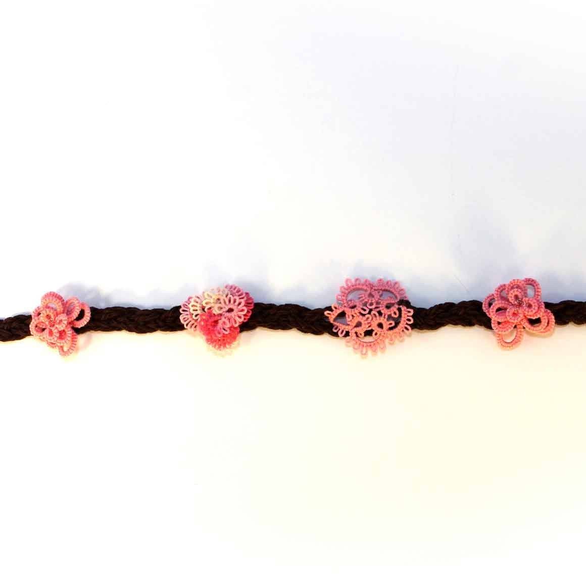 Fair Trade Tatted Headband Beauty Accessories Uplift Fair Trade Pink + Brown