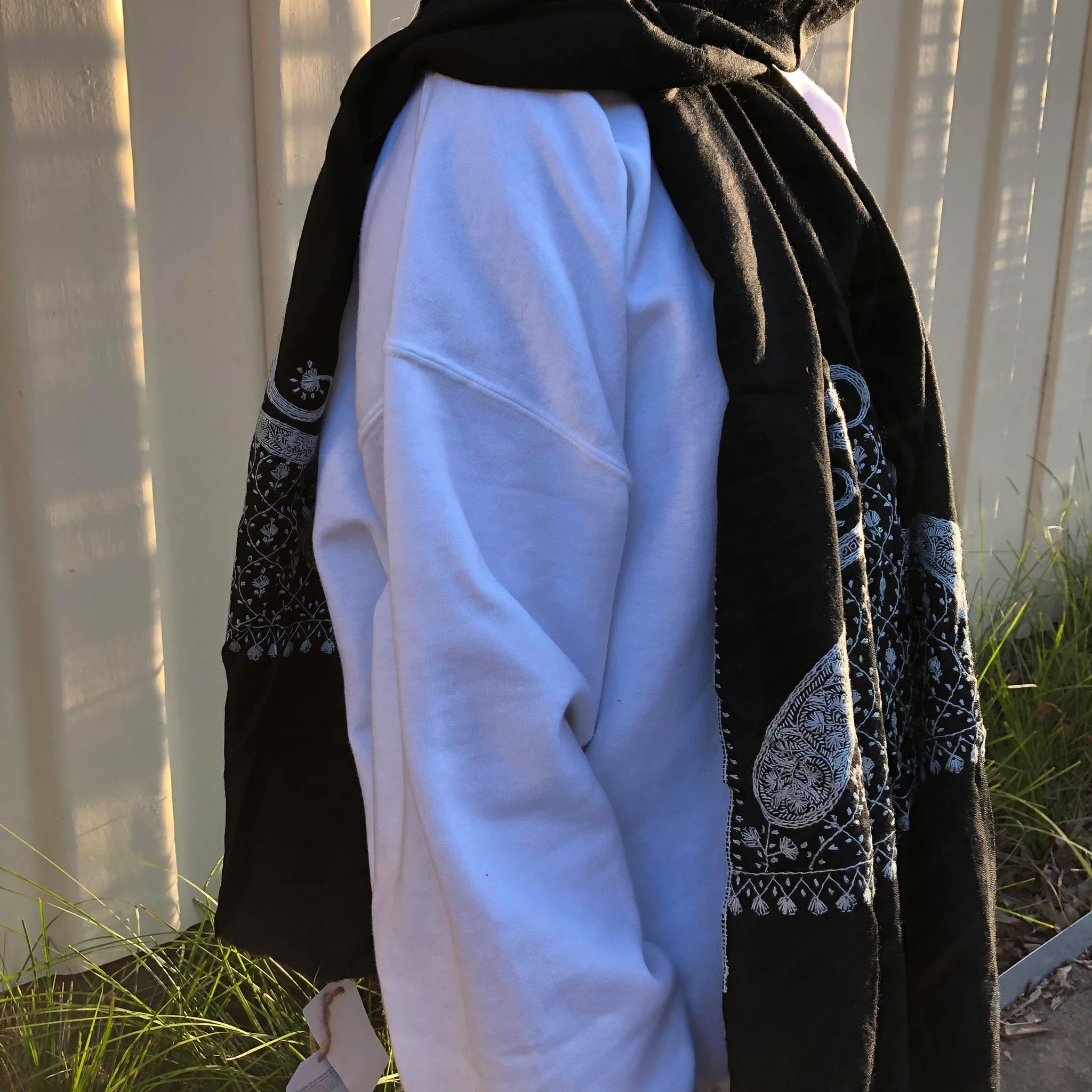 Fair Trade Hand Embroidered Wool Shawl