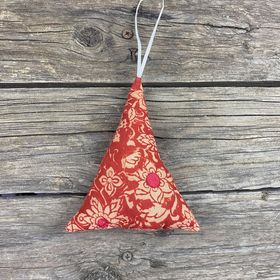 Fair Trade Remnant Fabric Triangle Tree Decorations - Orange