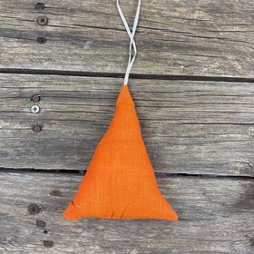 Fair Trade Remnant Fabric Triangle Tree Decorations - Orange