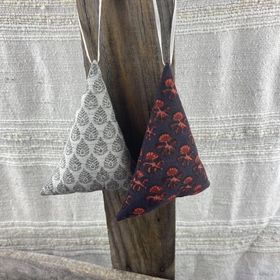 Fair Trade Remnant Fabric Triangle Tree Decorations - Greys
