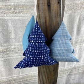 Fair Trade Remnant Fabric Tree Decorations - Blue