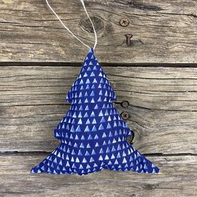 Fair Trade Remnant Fabric Tree Decorations - Blue