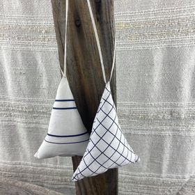 Fair Trade Remnant Fabric Triangle Tree Decorations - Whites