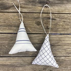 Fair Trade Remnant Fabric Triangle Tree Decorations - Whites