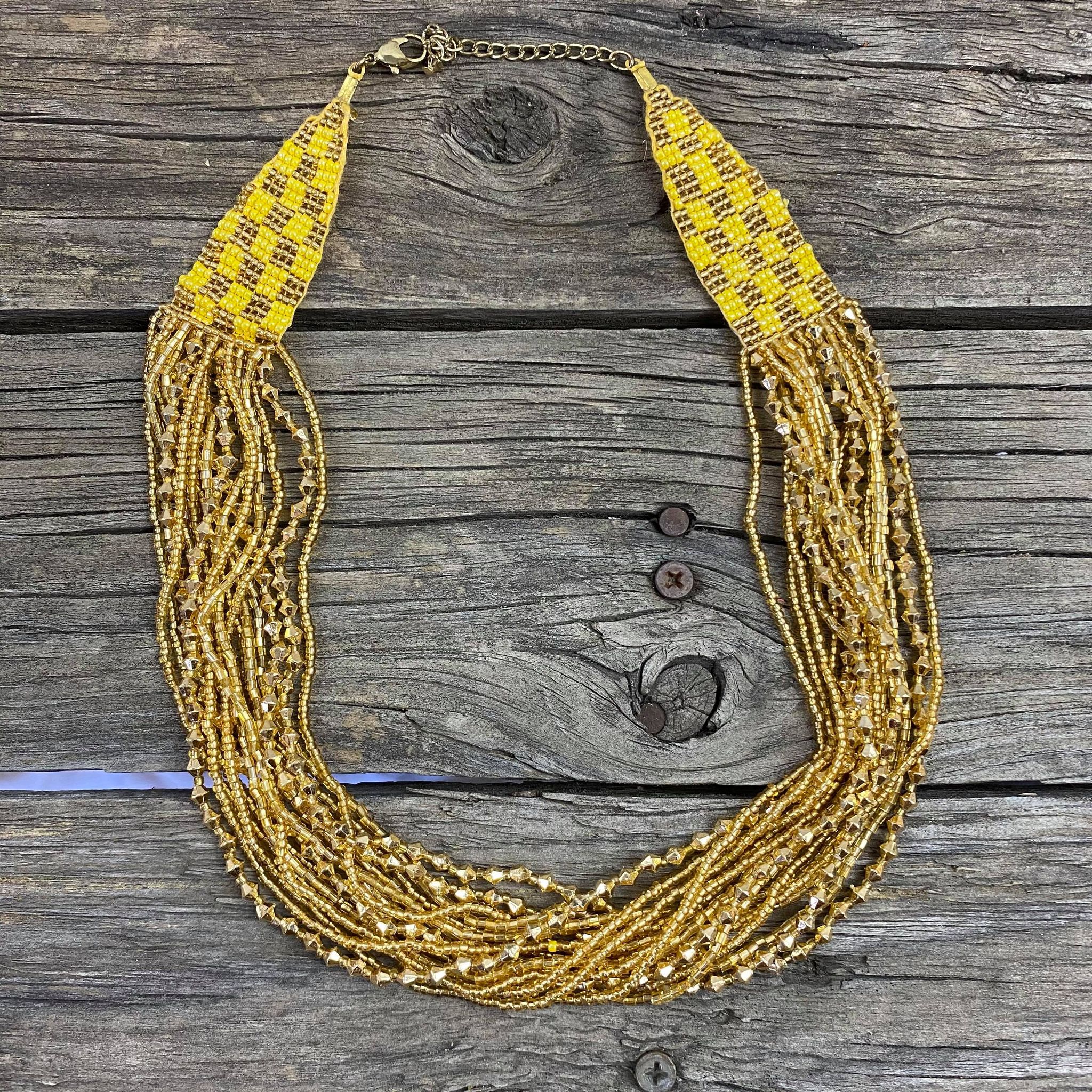 Fair Trade Gold Beaded Jewellery Set
